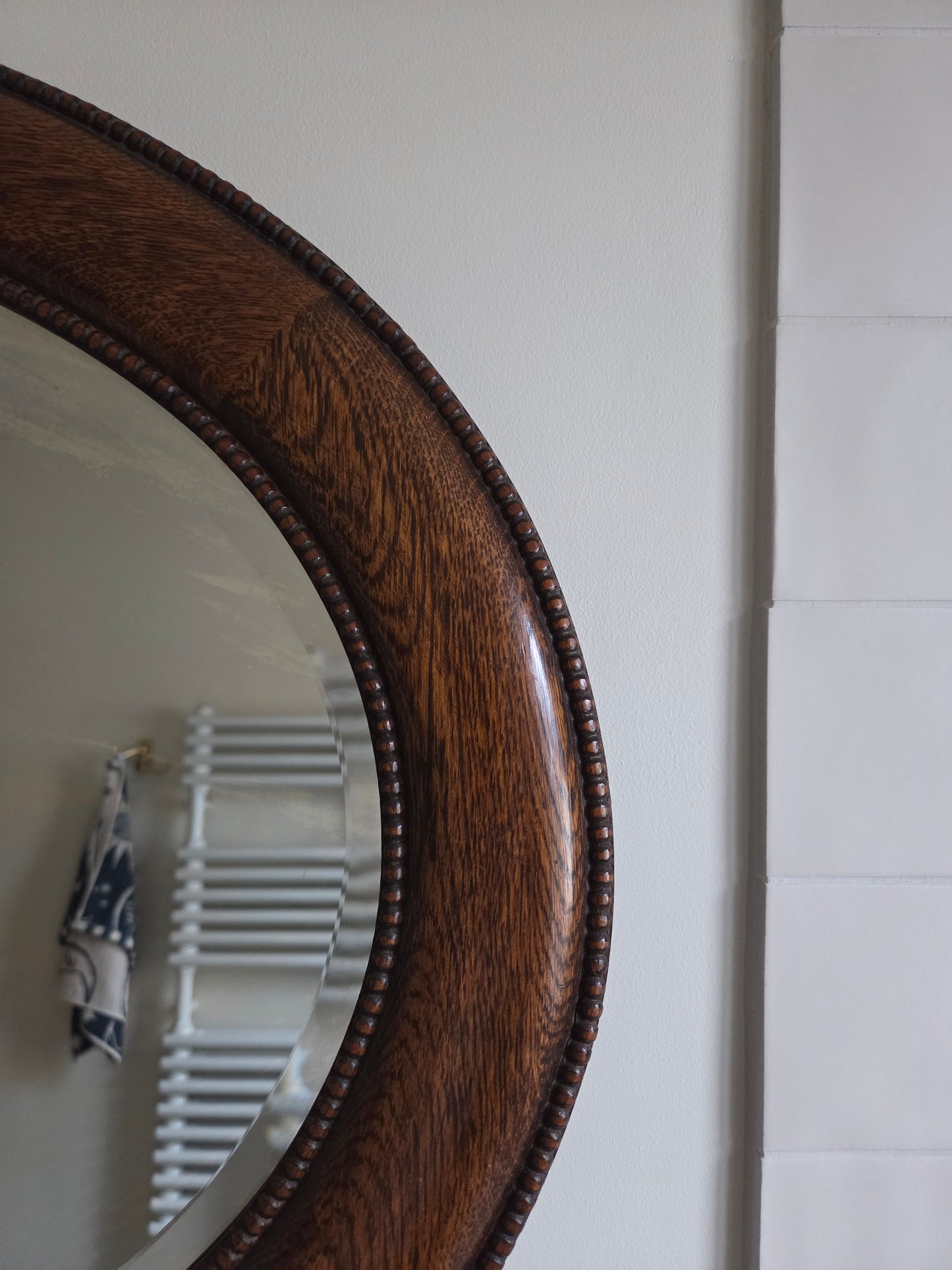 Large Vintage Oak Oval Mirror