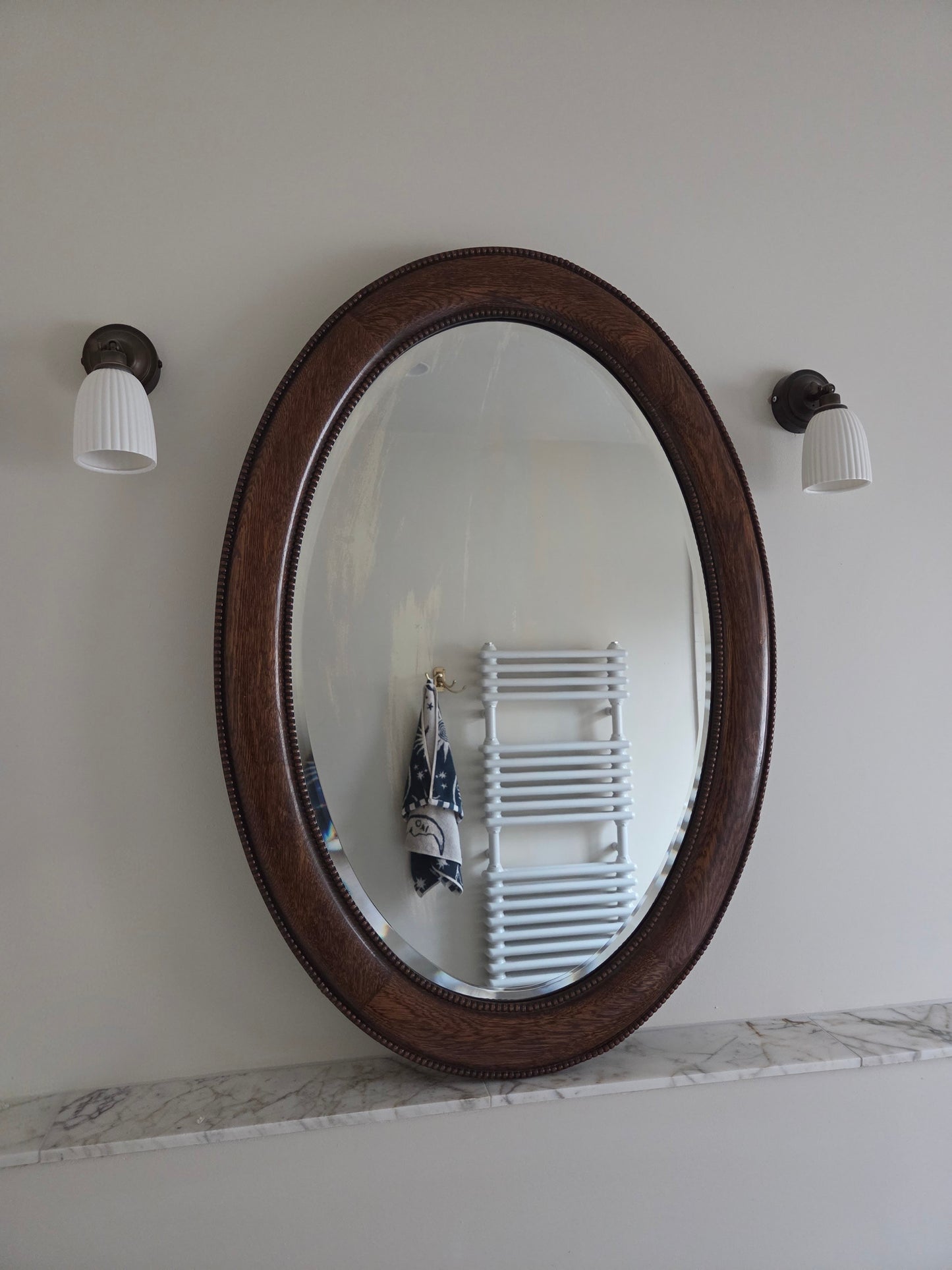 Large Vintage Oak Oval Mirror