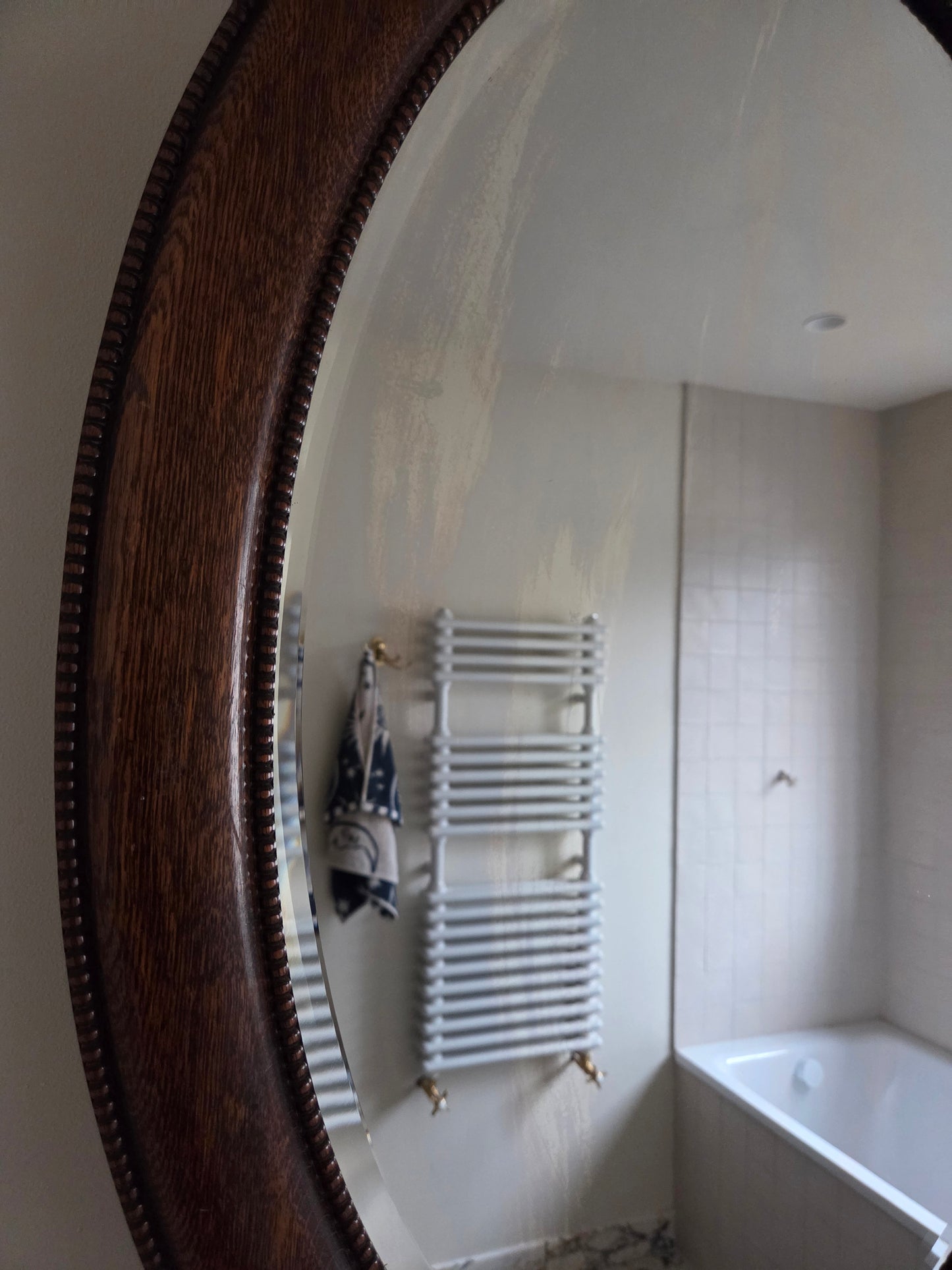 Large Vintage Oak Oval Mirror