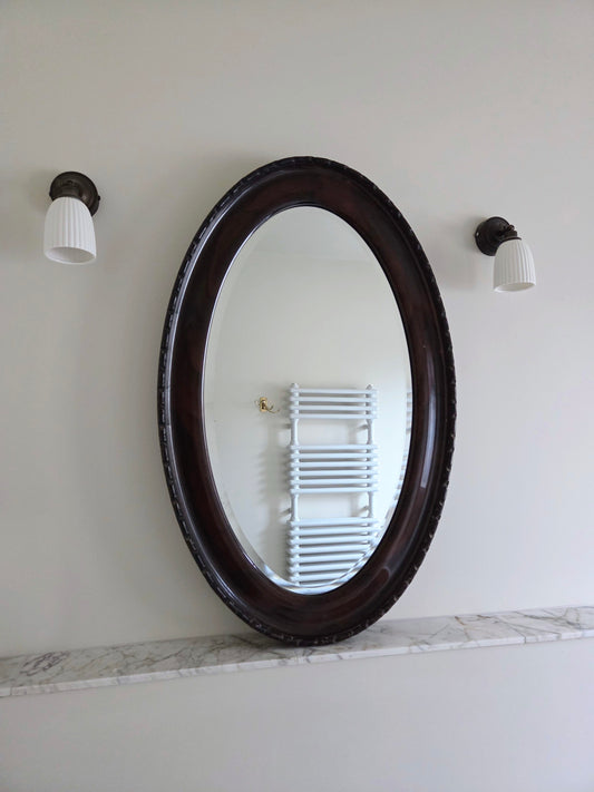Vintage Oval Veneer Mirror
