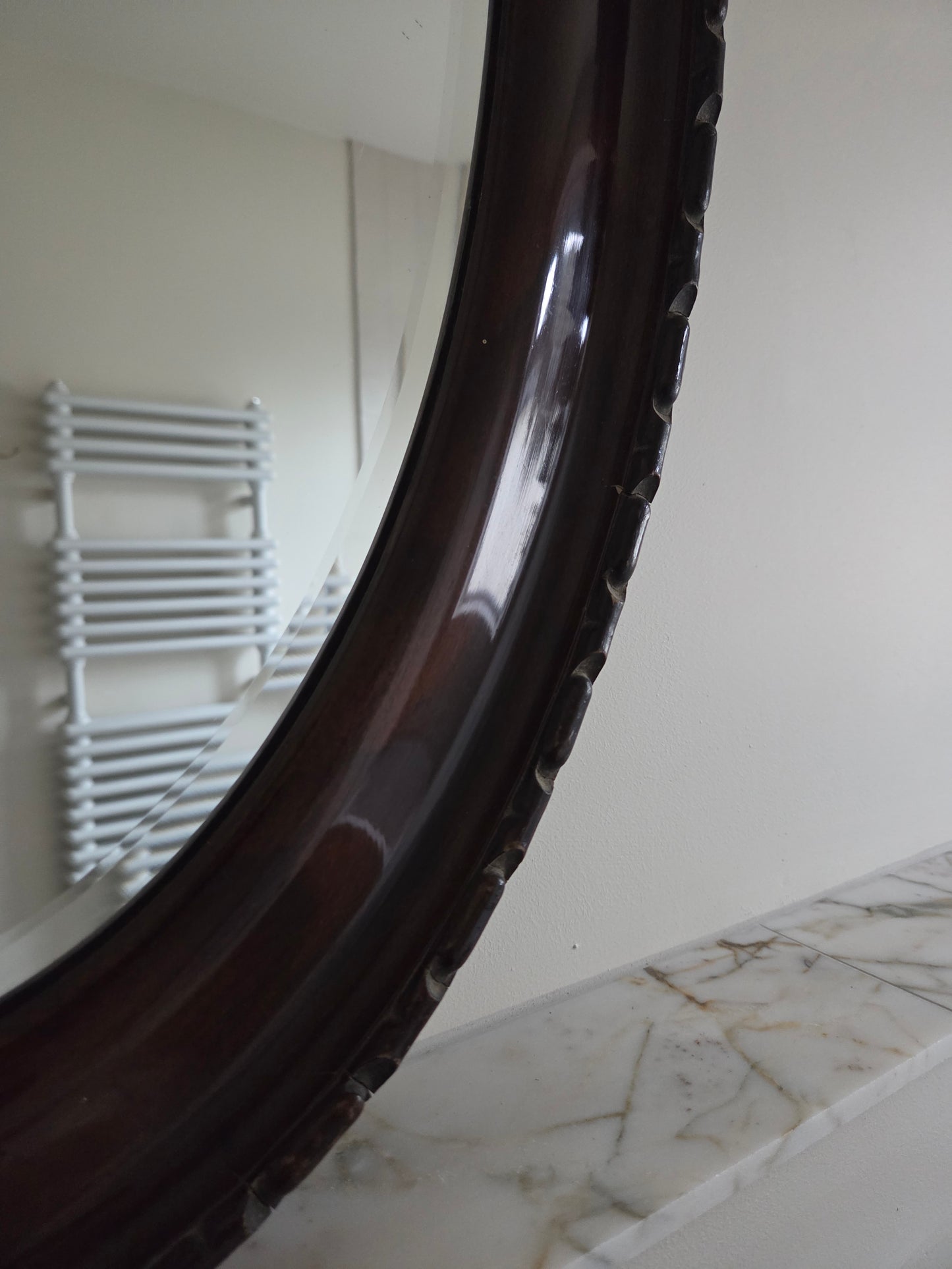 Vintage Oval Veneer Mirror