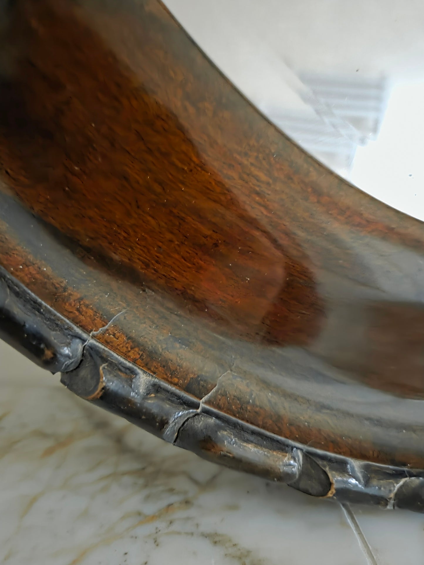 Vintage Oval Veneer Mirror