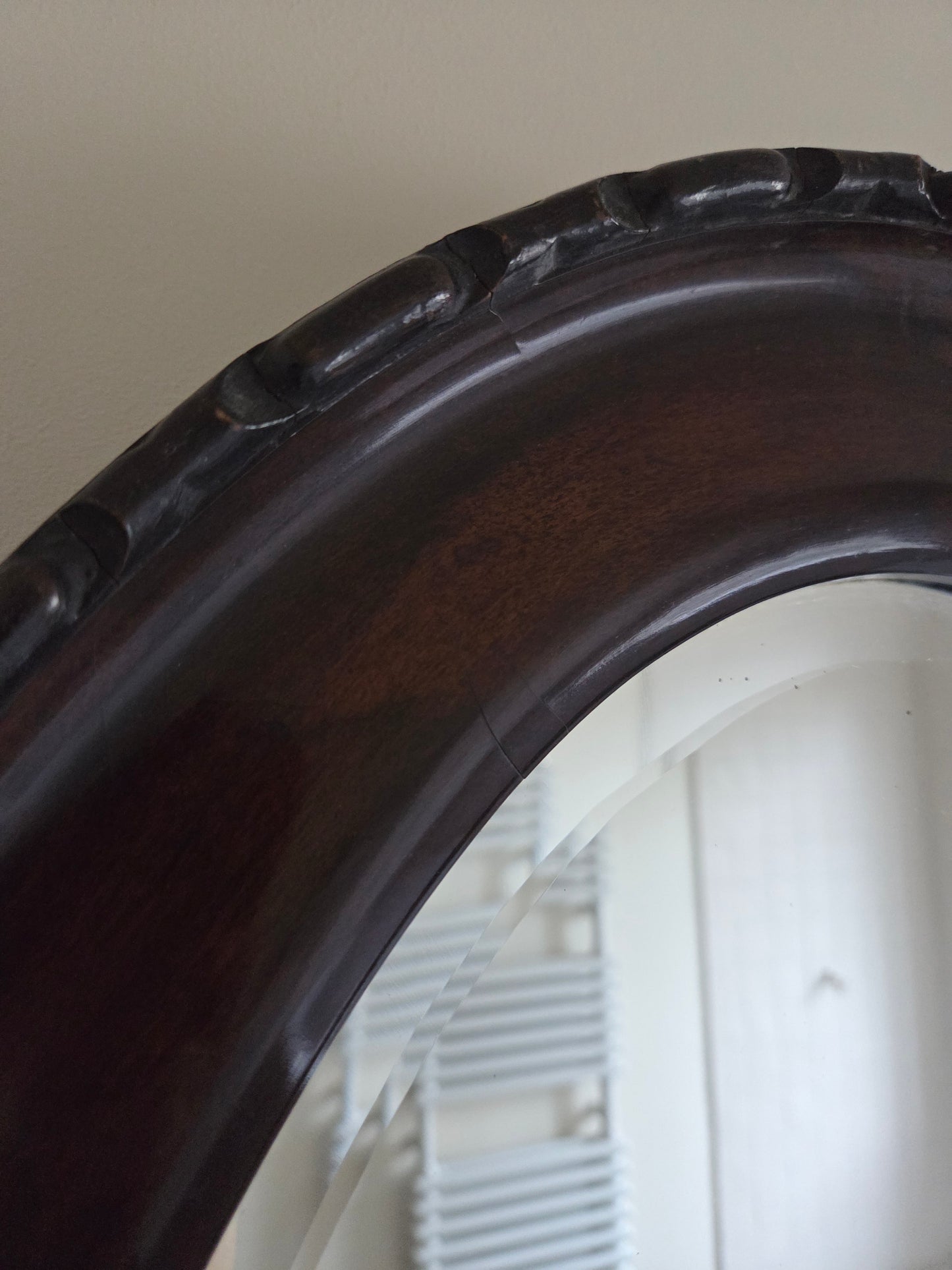 Vintage Oval Veneer Mirror