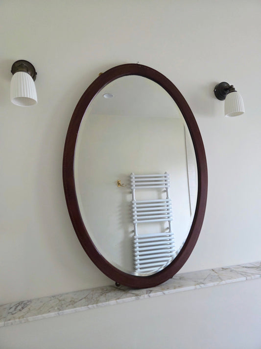 Edwardian Inlaid Oval Mirror
