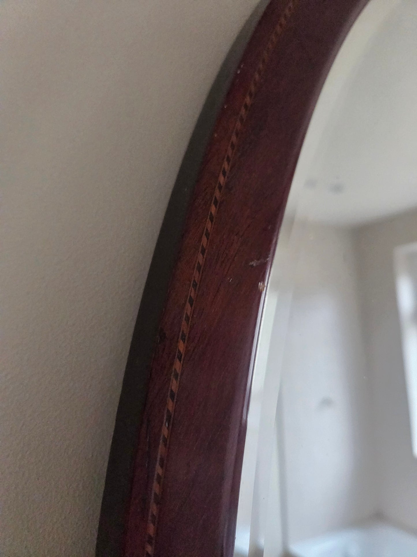 Edwardian Inlaid Oval Mirror