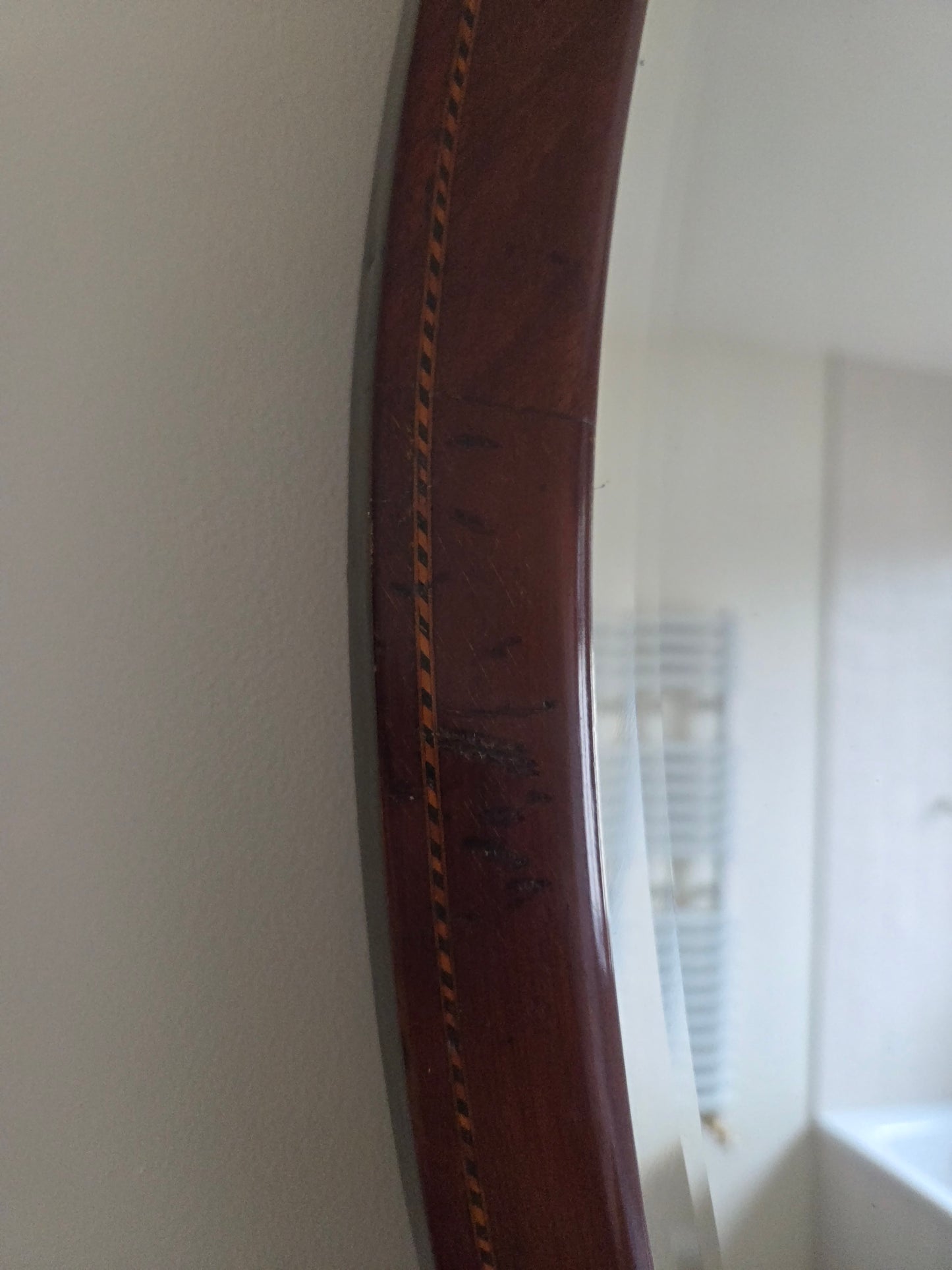 Edwardian Inlaid Oval Mirror