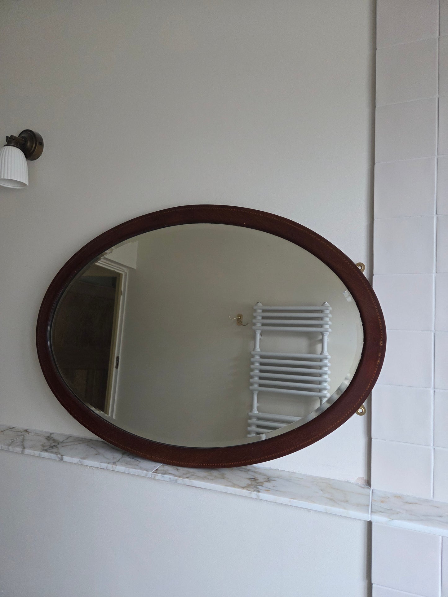 Edwardian Inlaid Oval Mirror