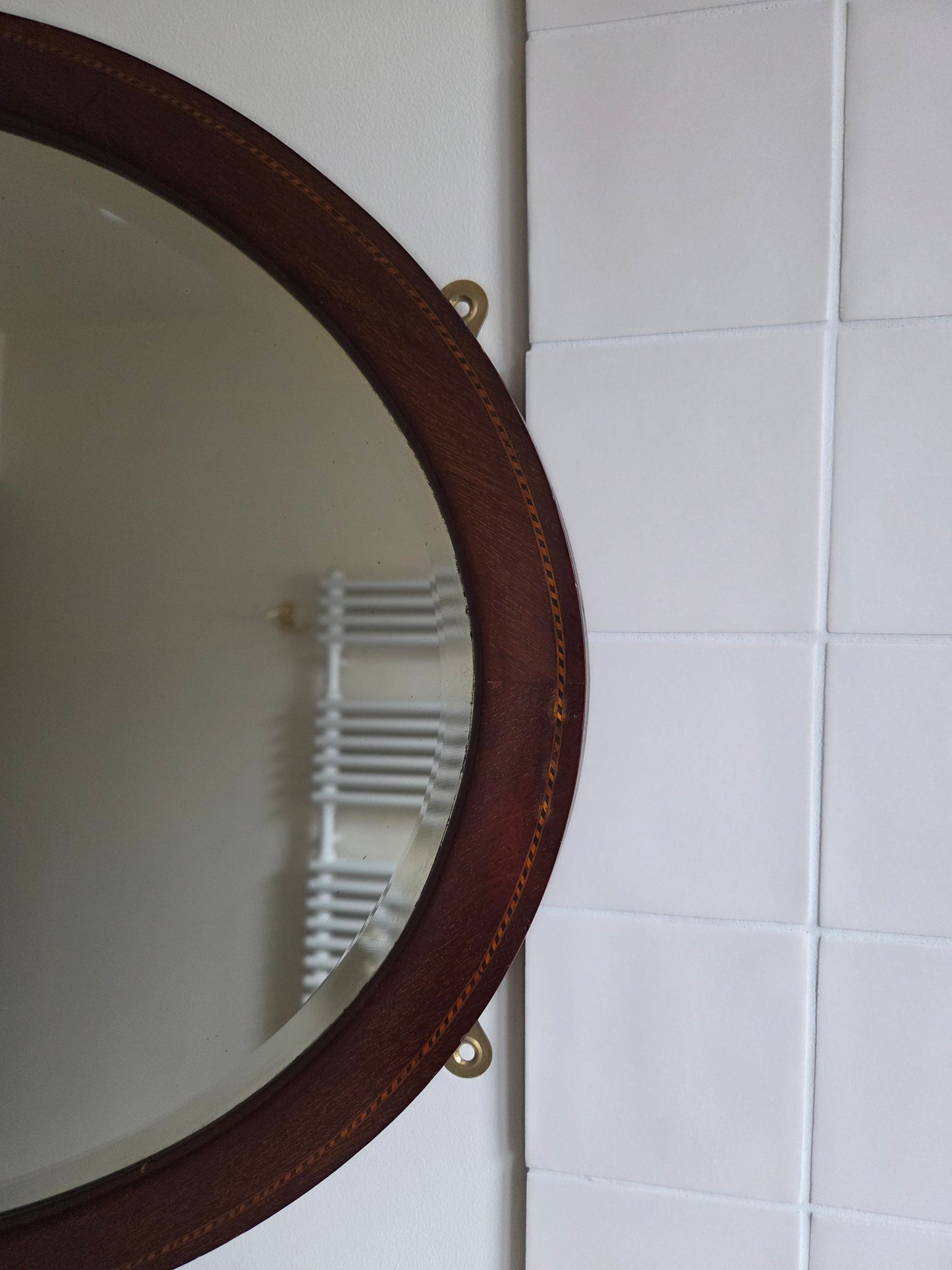 Edwardian Inlaid Oval Mirror