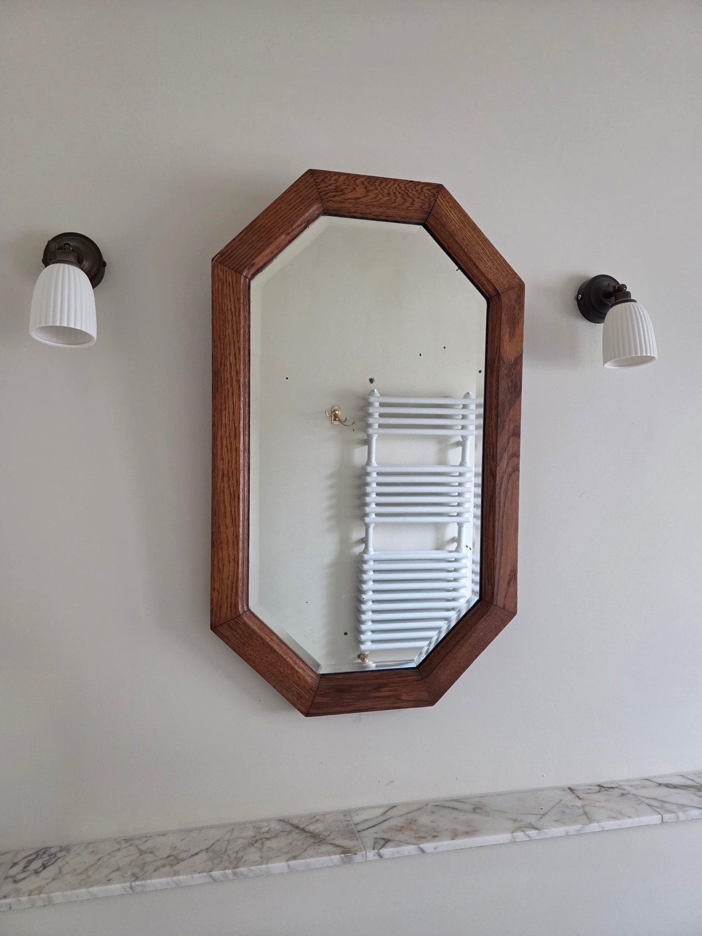 Vintage Octagonal Oak Mirror