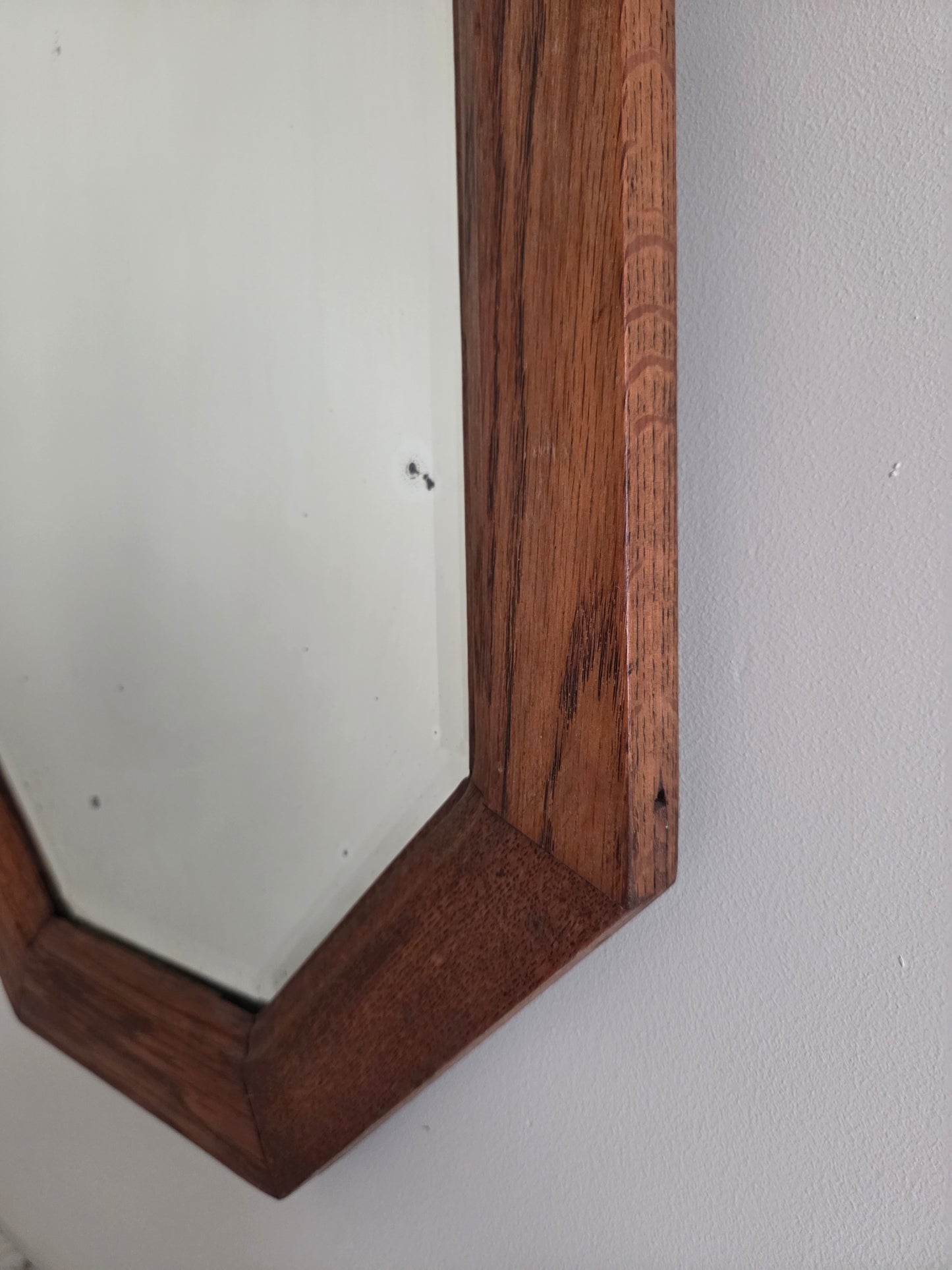 Vintage Octagonal Oak Mirror