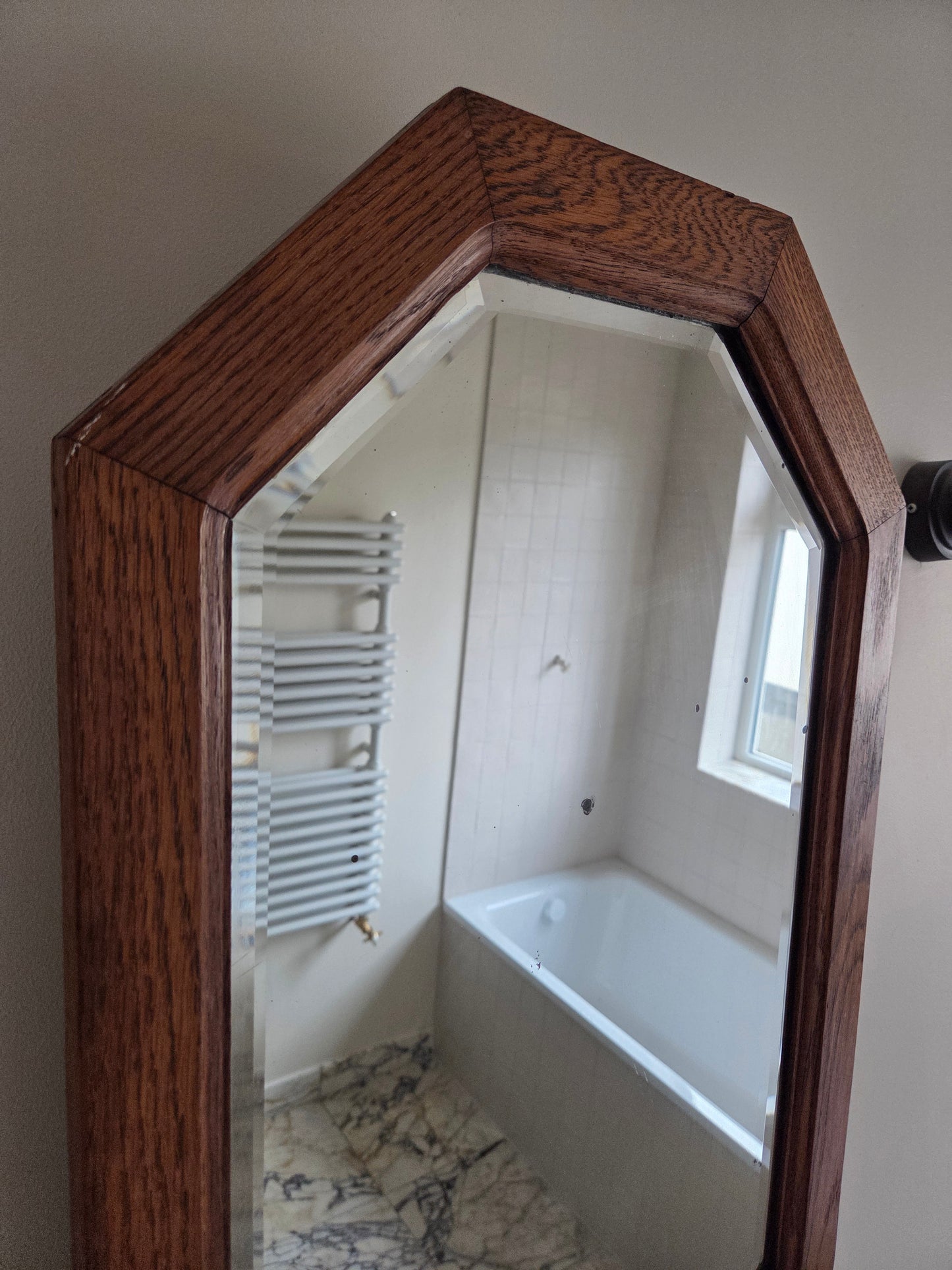 Vintage Octagonal Oak Mirror