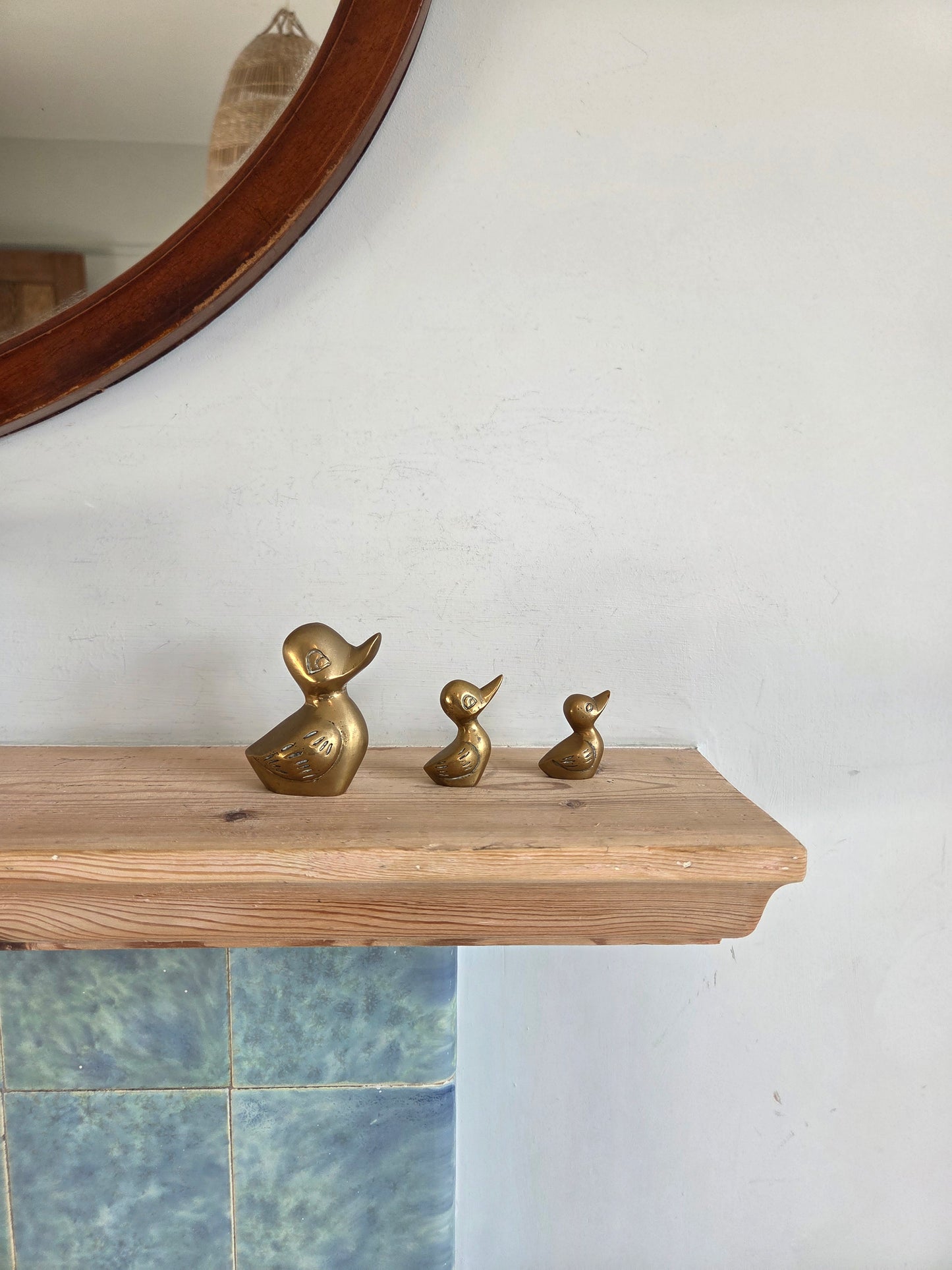 Three Vintage Brass Ducks