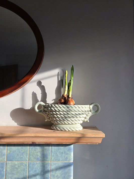 Pale Green Mantle Vase with Rope Design