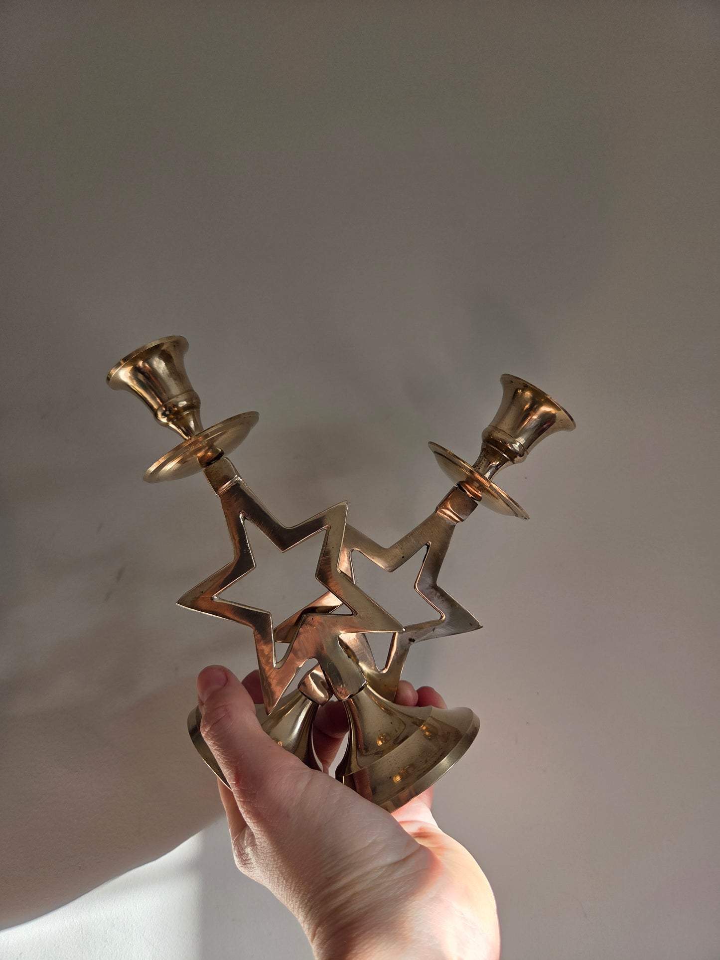 Vintage Brass Star Candlesticks