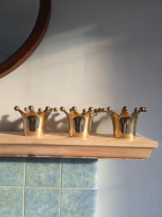 Large Brass Crown Tealight Holder