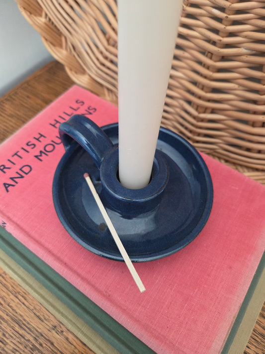 Blue Stoneware Candle Holder