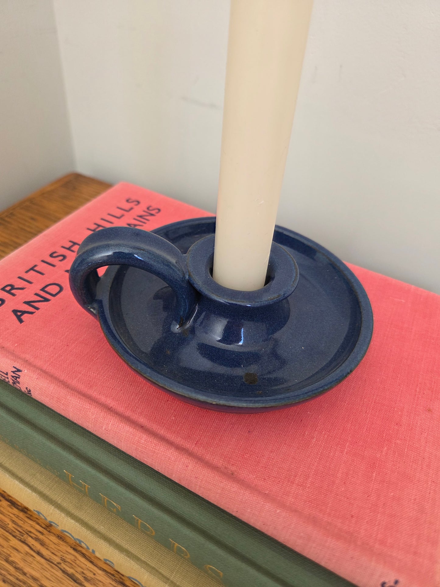 Blue Stoneware Candle Holder