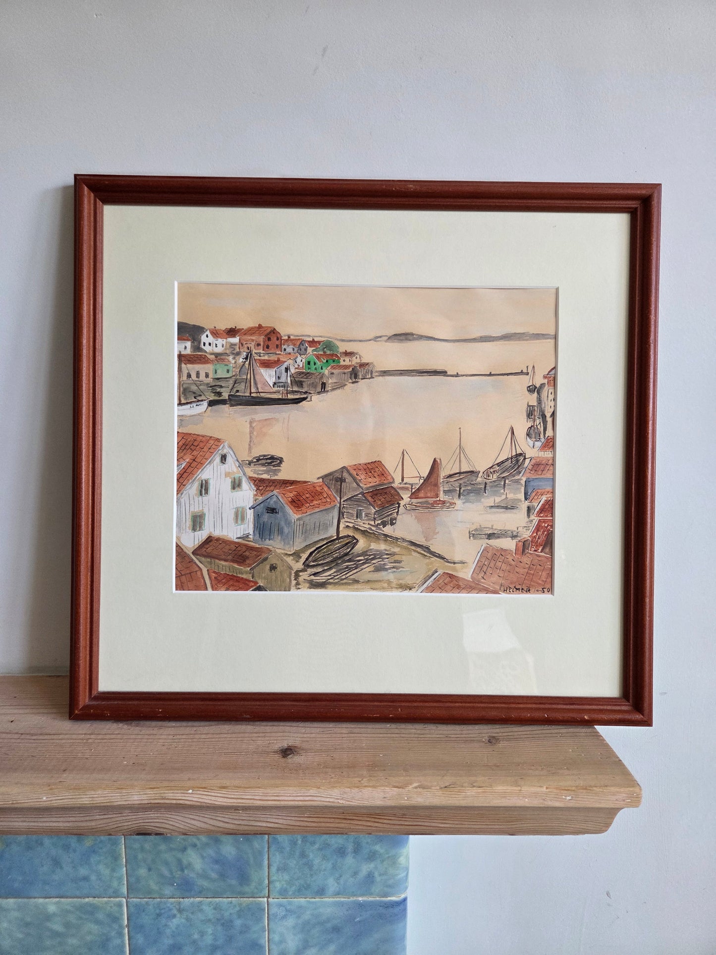 Vintage Swedish Watercolour Painting - Signed Helmer 1950
