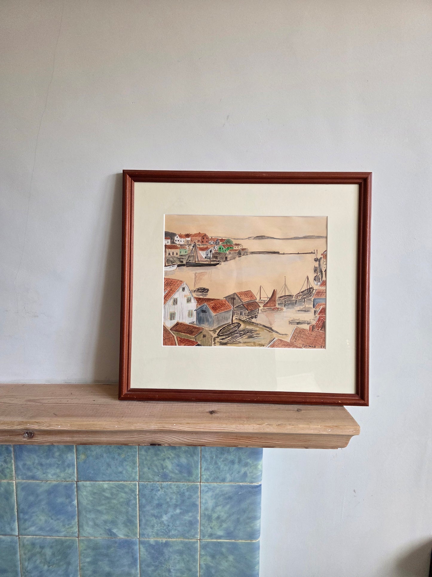 Vintage Swedish Watercolour Painting - Signed Helmer 1950