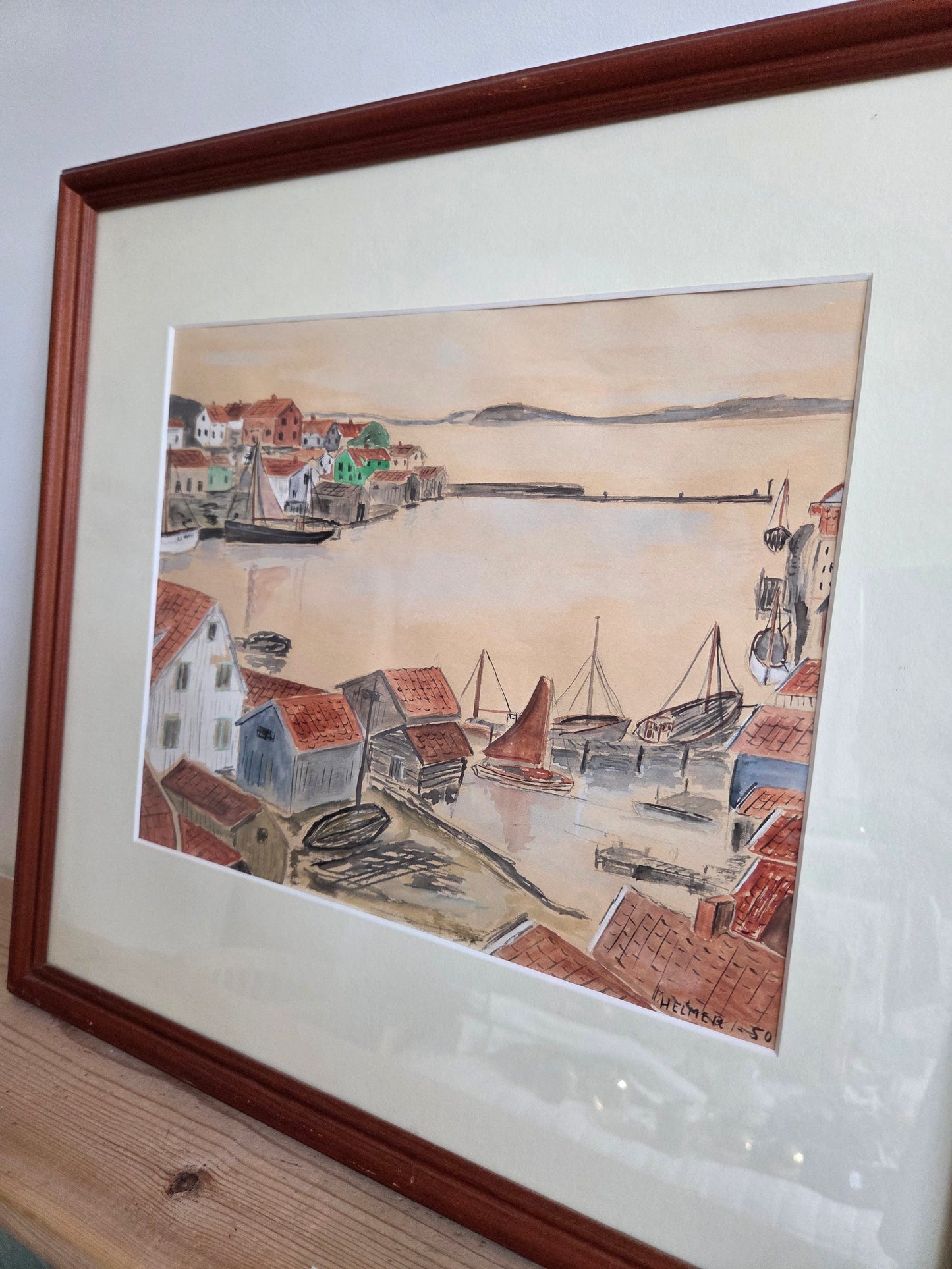 Vintage Swedish Watercolour Painting - Signed Helmer 1950