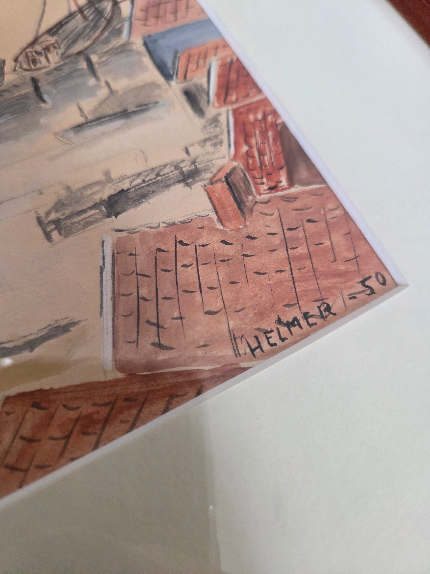 Vintage Swedish Watercolour Painting - Signed Helmer 1950