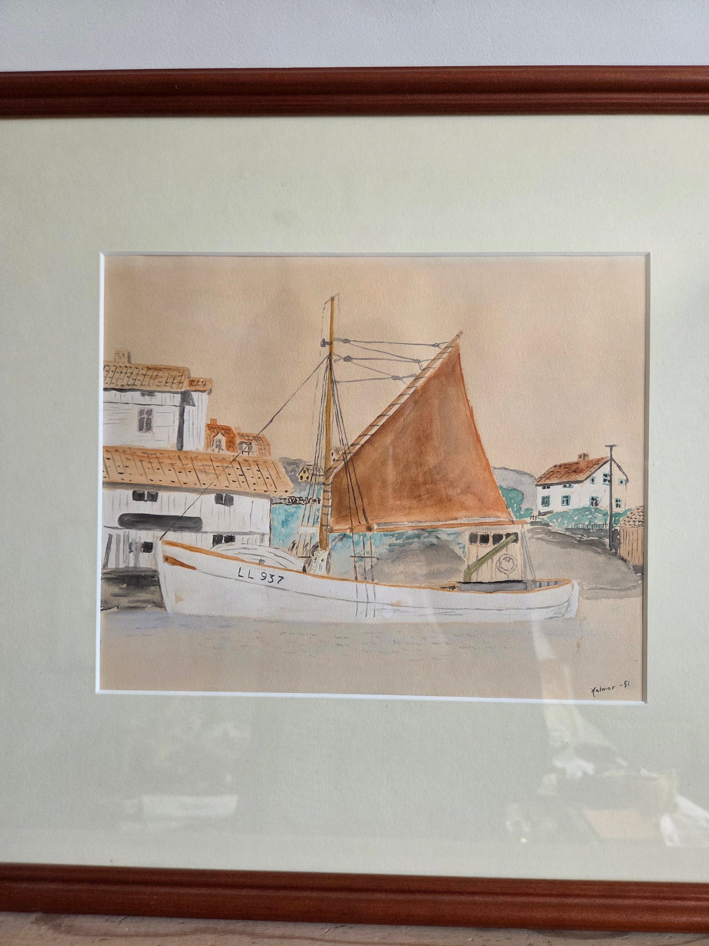 Vintage Swedish Watercolour Painting - Signed Helmer 1951