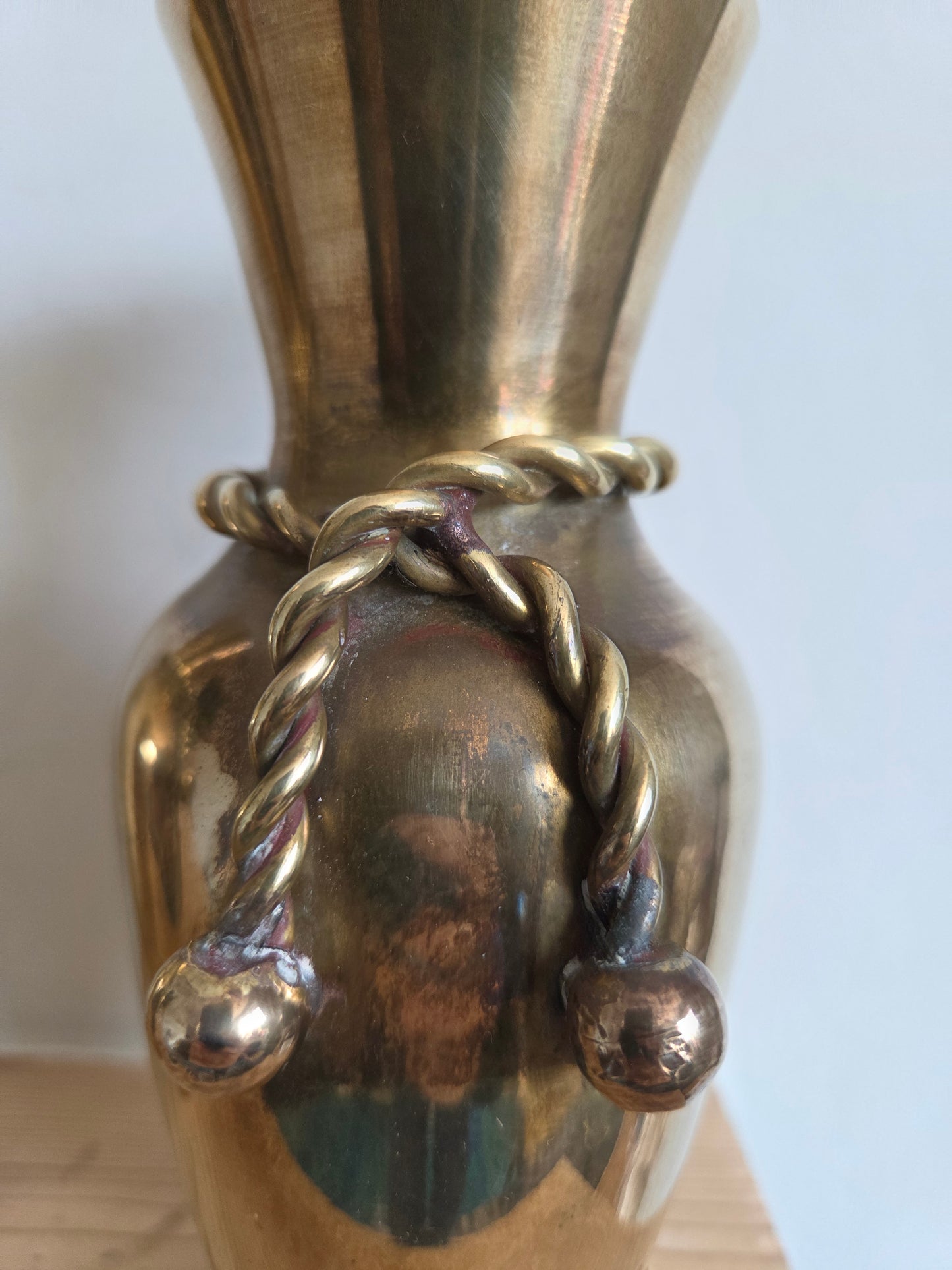 Pair of Brass Vases with Rope Detail
