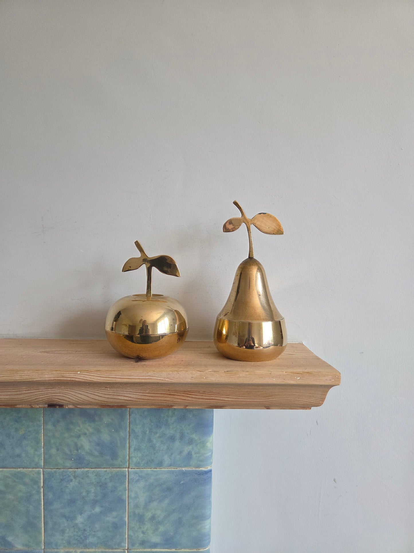 Brass Apple and Pear Trinket Pots