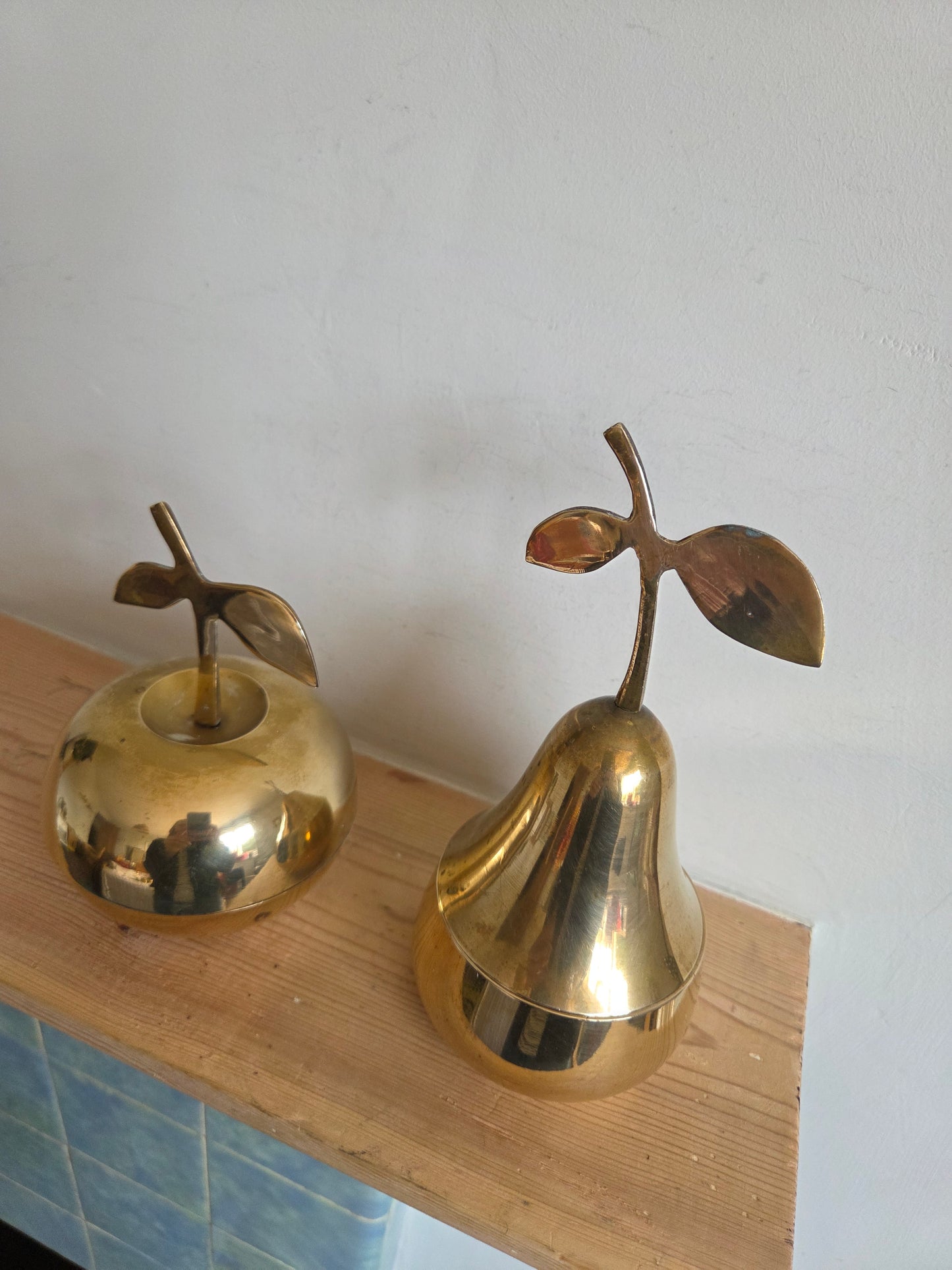 Brass Apple and Pear Trinket Pots