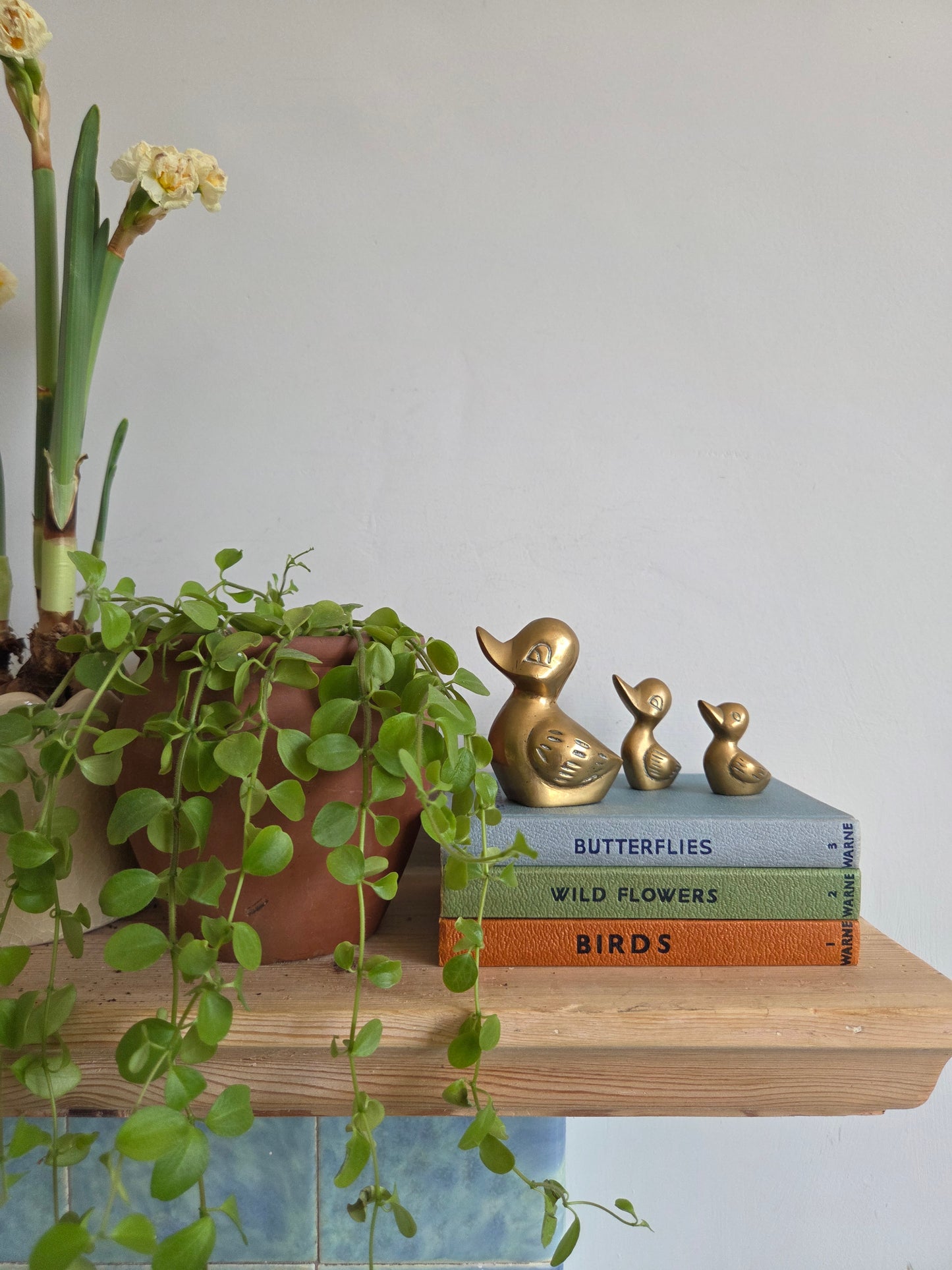 Three Vintage Brass Ducks