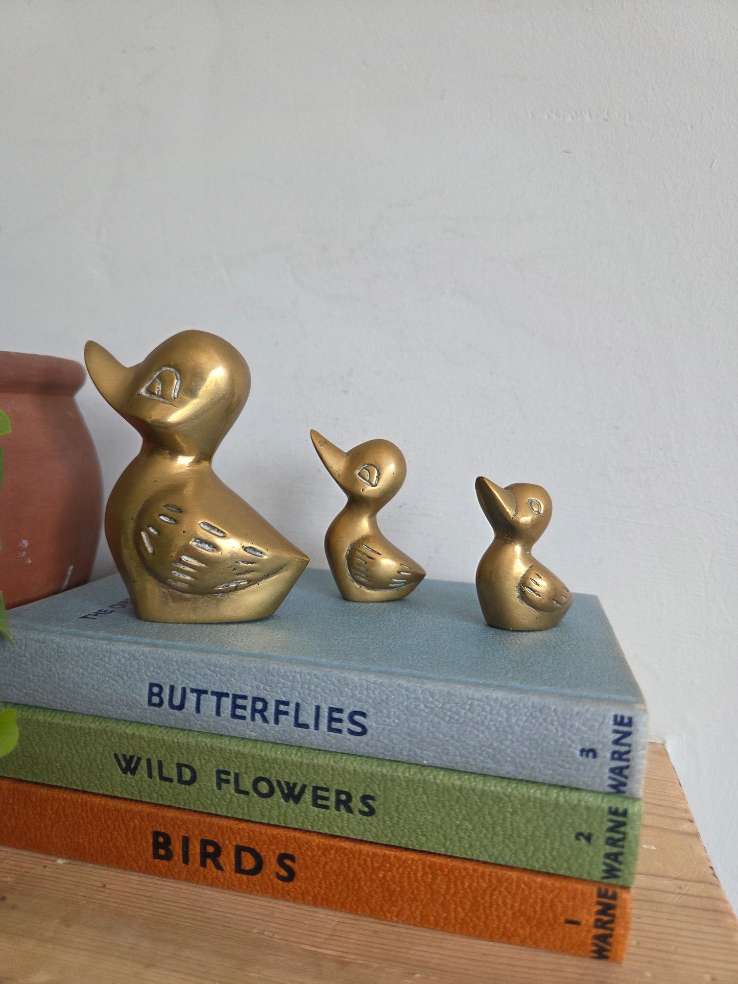 Three Vintage Brass Ducks