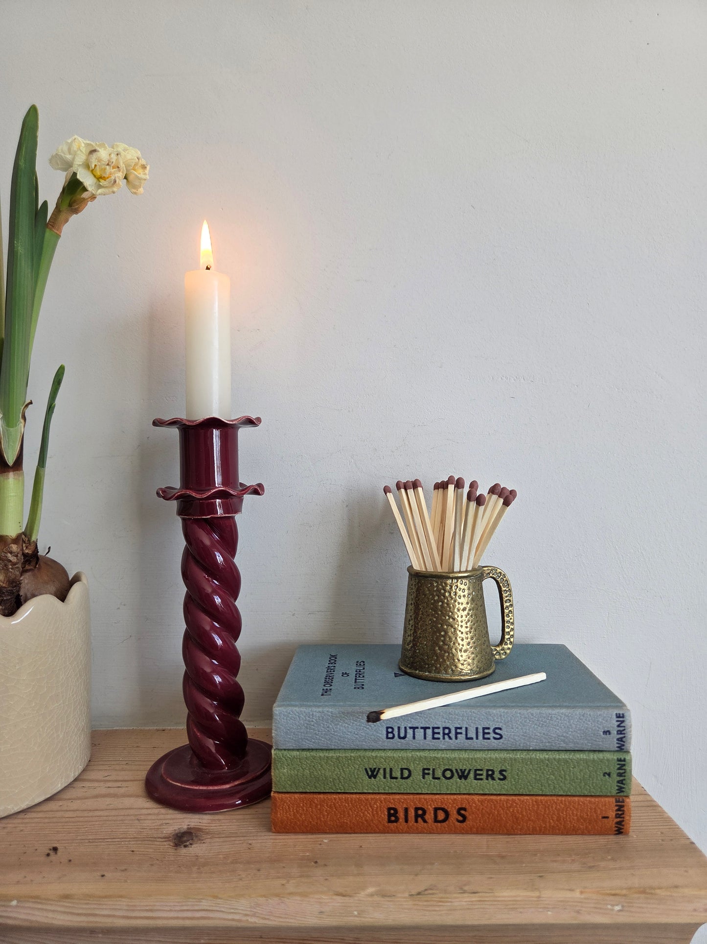 Small Brass Match Pot with Handle