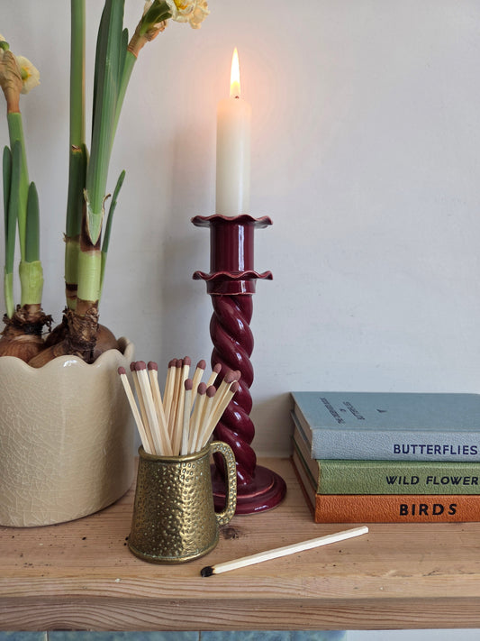 Small Brass Match Pot with Handle