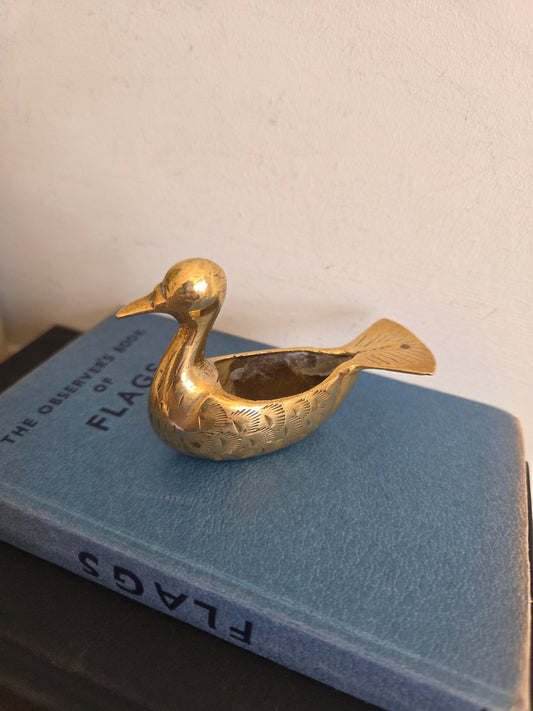 Small Brass Bird Match Pot