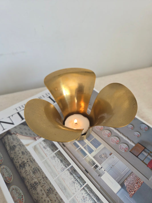 Vintage Brass Petal Tealight Holder