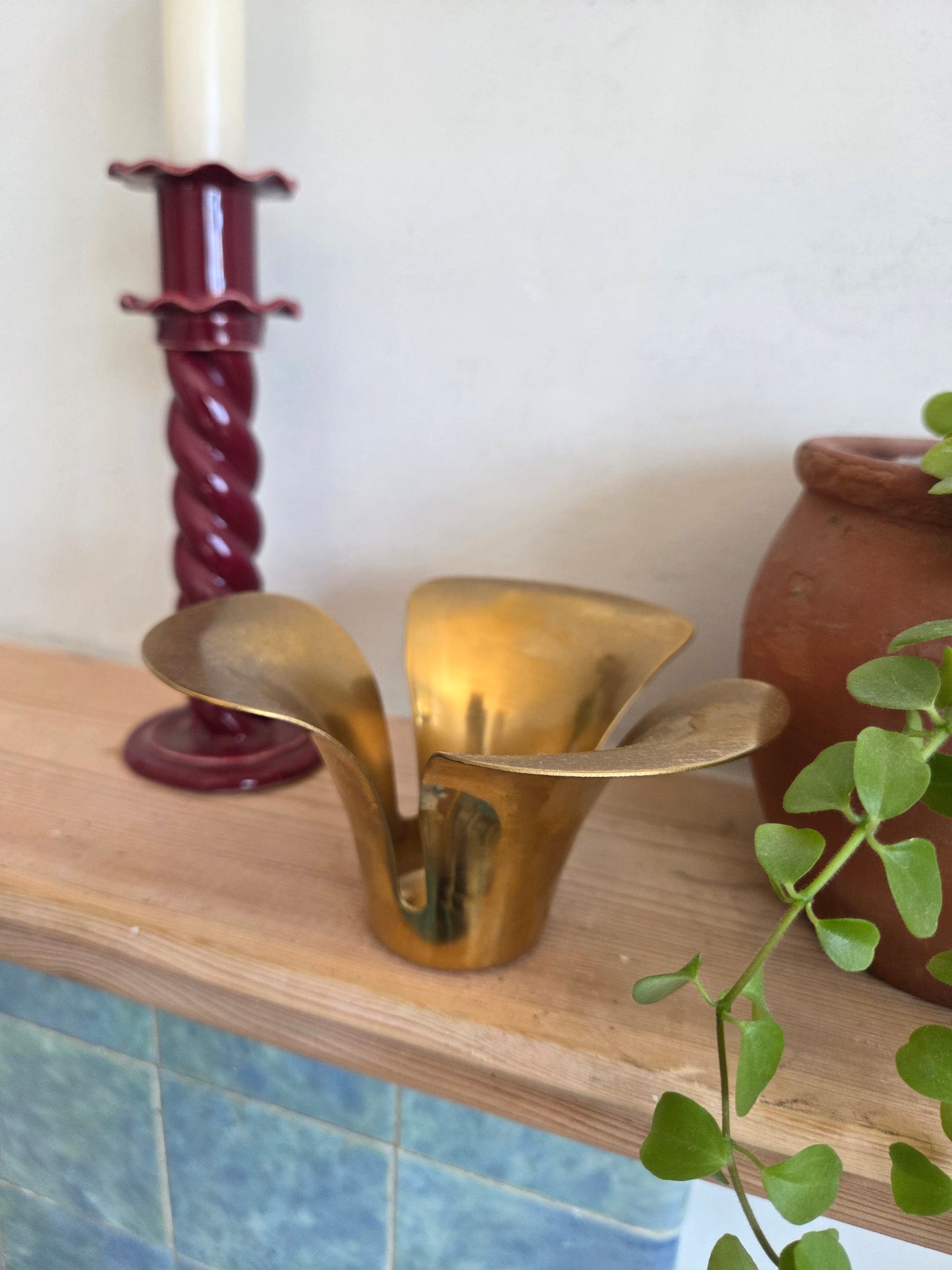 Vintage Brass Petal Tealight Holder