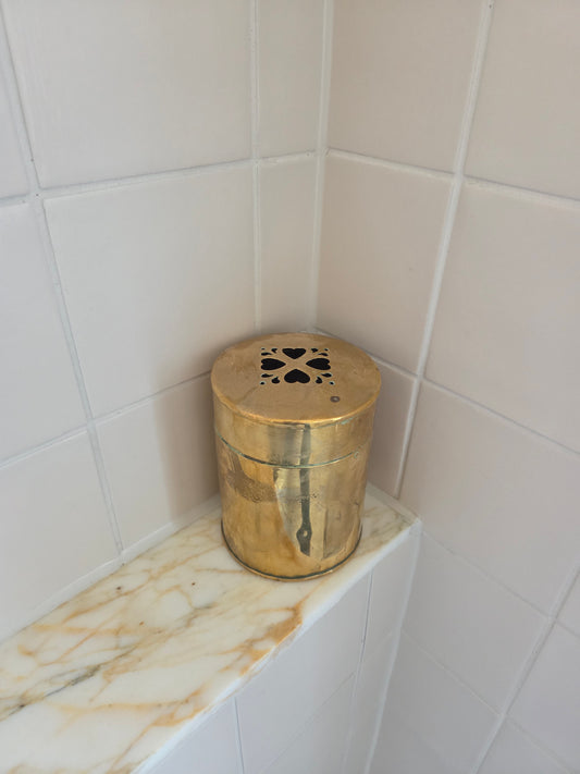Round Brass Pot with Heart Cutouts