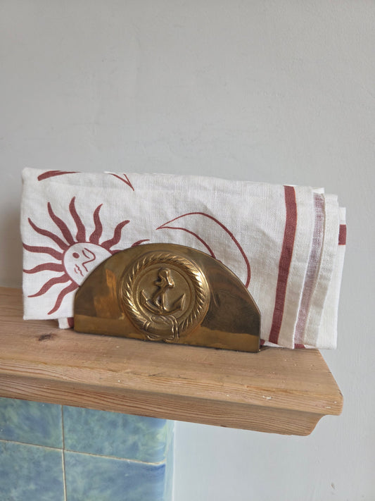 Solid Brass Letter or Napkin Rack with Anchor Design