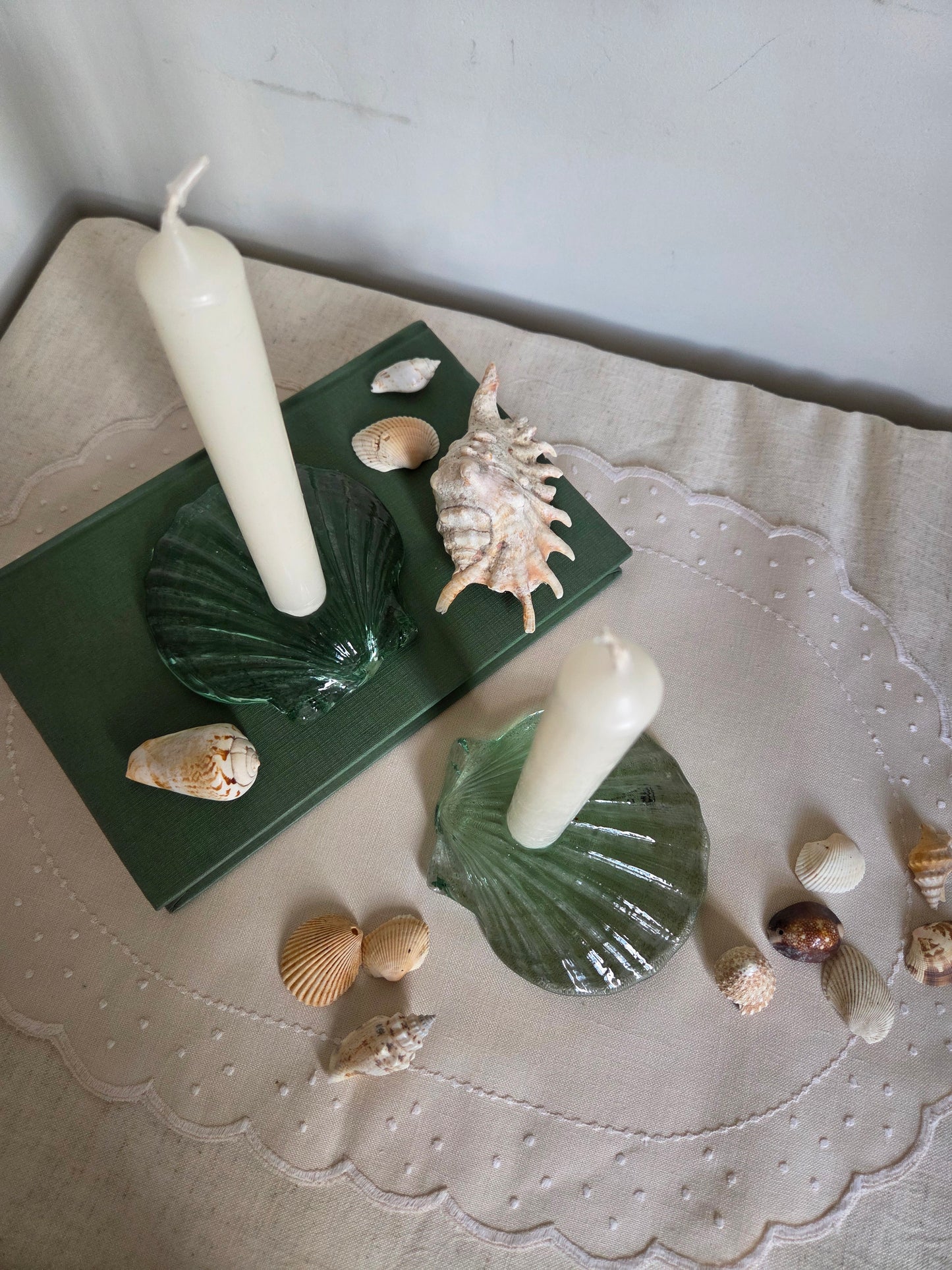 Glass Shell Candle Holder
