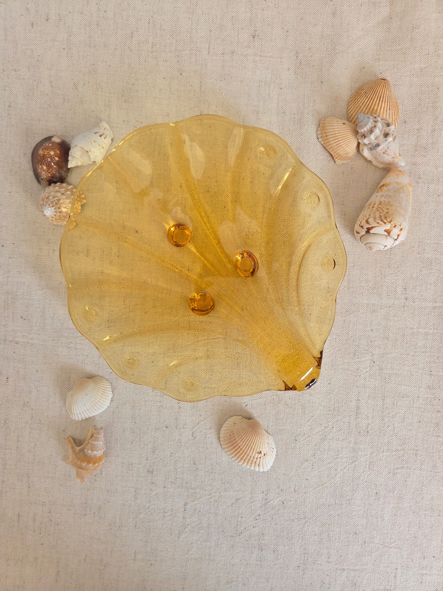 Vintage Amber Shell Dish