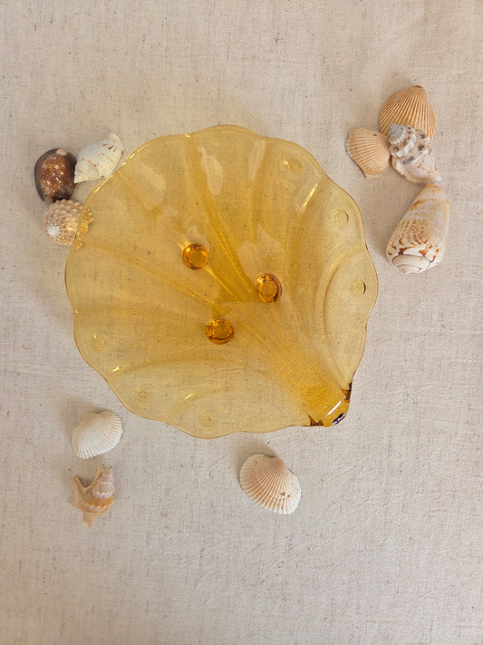 Vintage Amber Shell Dish