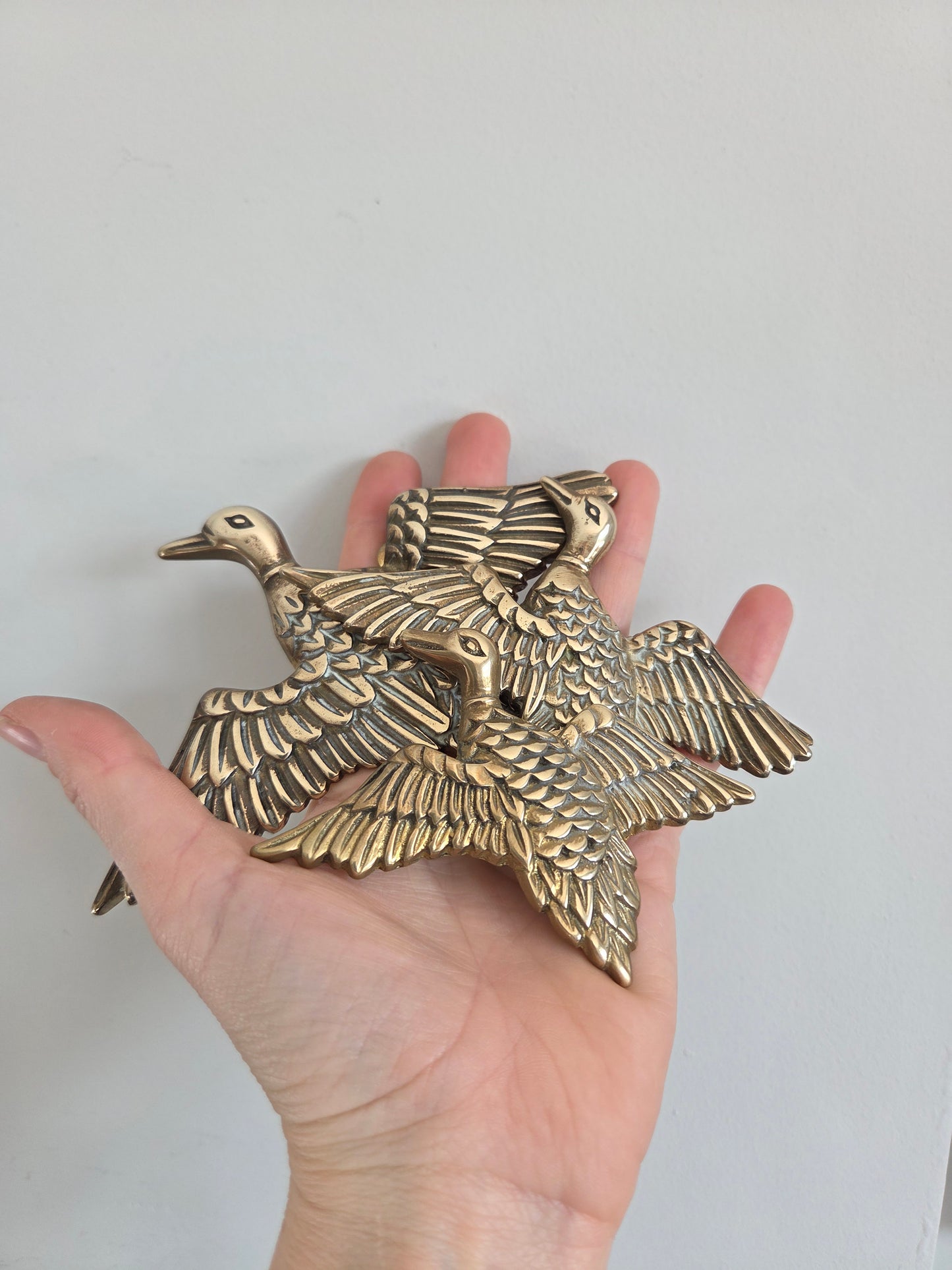 Set of Three Flying Brass Ducks Wall Hanging