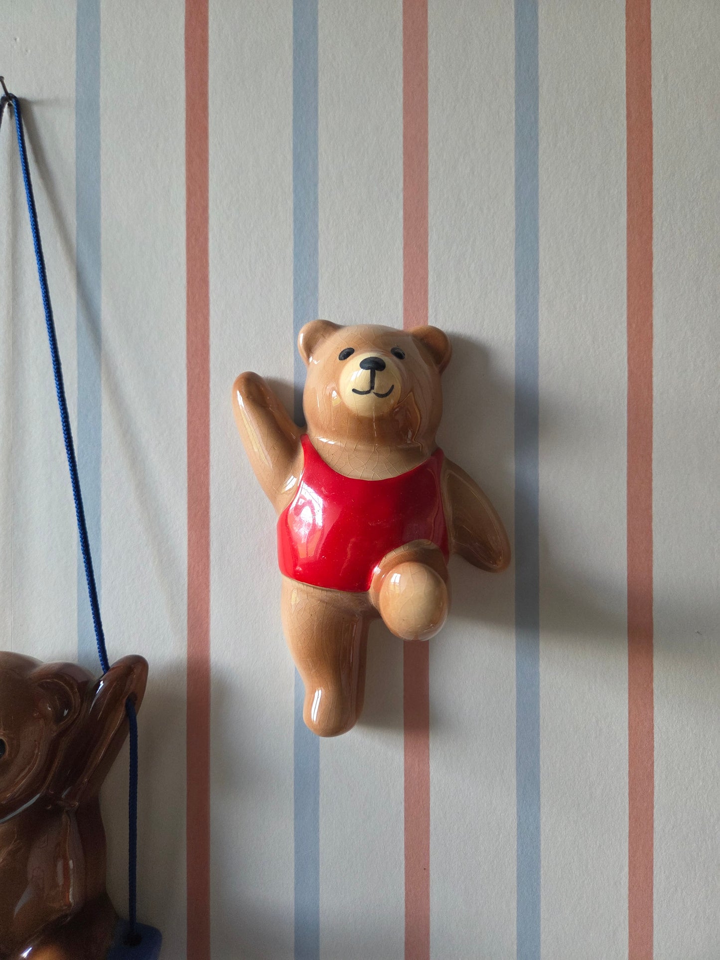 Vintage Ceramic Wall Bear with Red Leotard