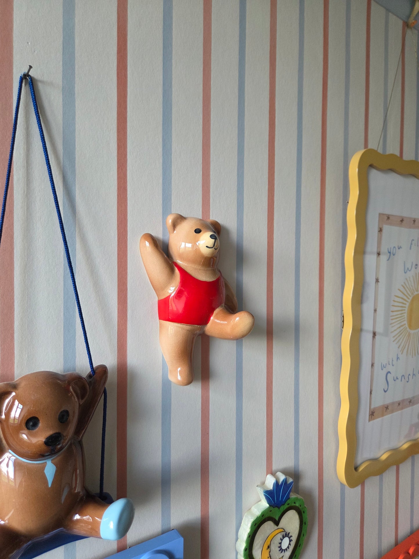 Vintage Ceramic Wall Bear with Red Leotard