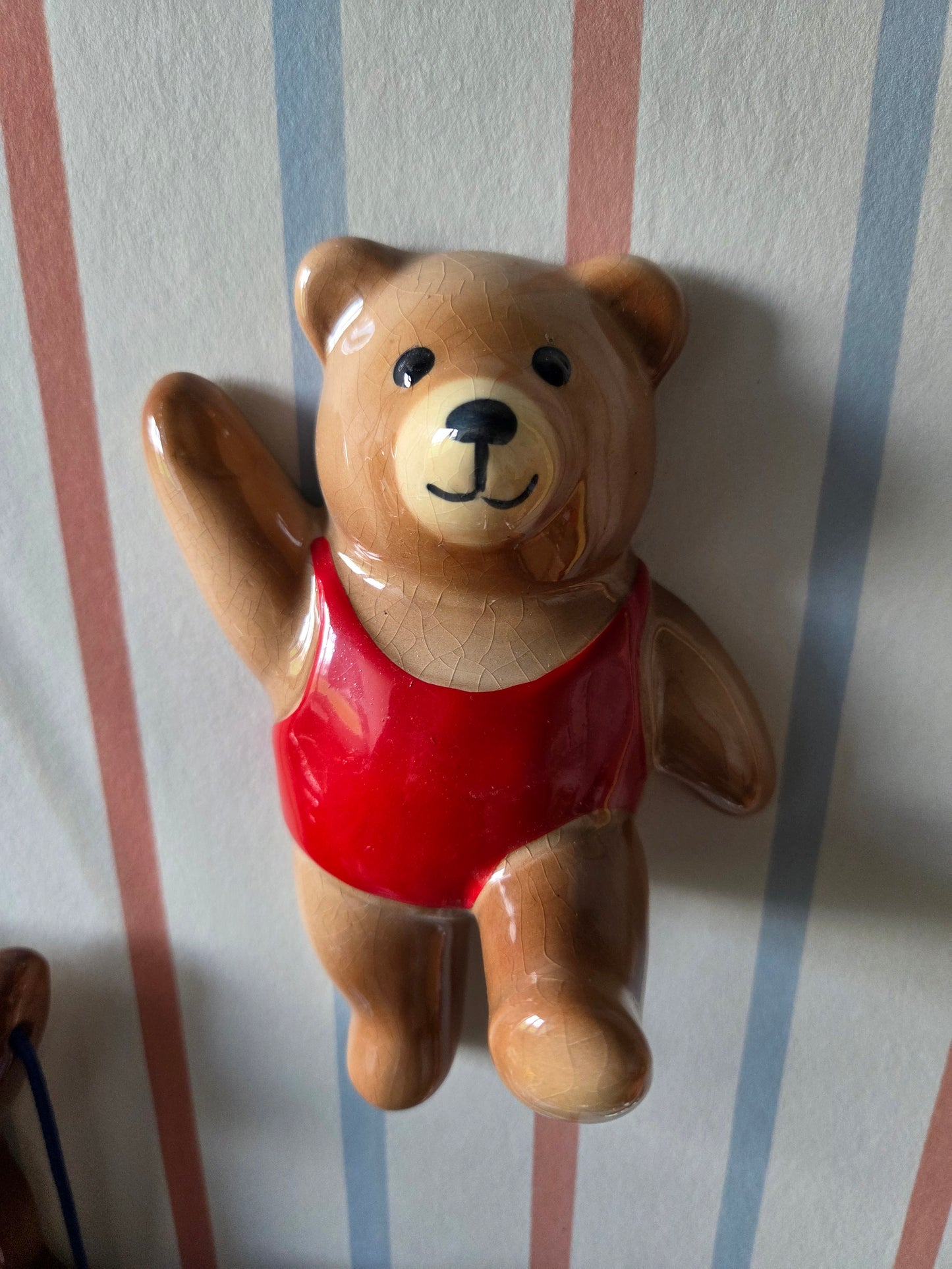 Vintage Ceramic Wall Bear with Red Leotard