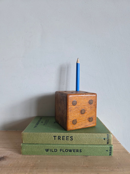 Vintage Wooden Dice Pencil Holder