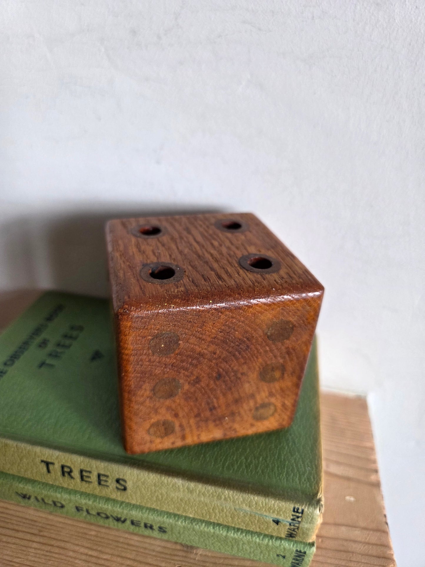 Vintage Wooden Dice Pencil Holder