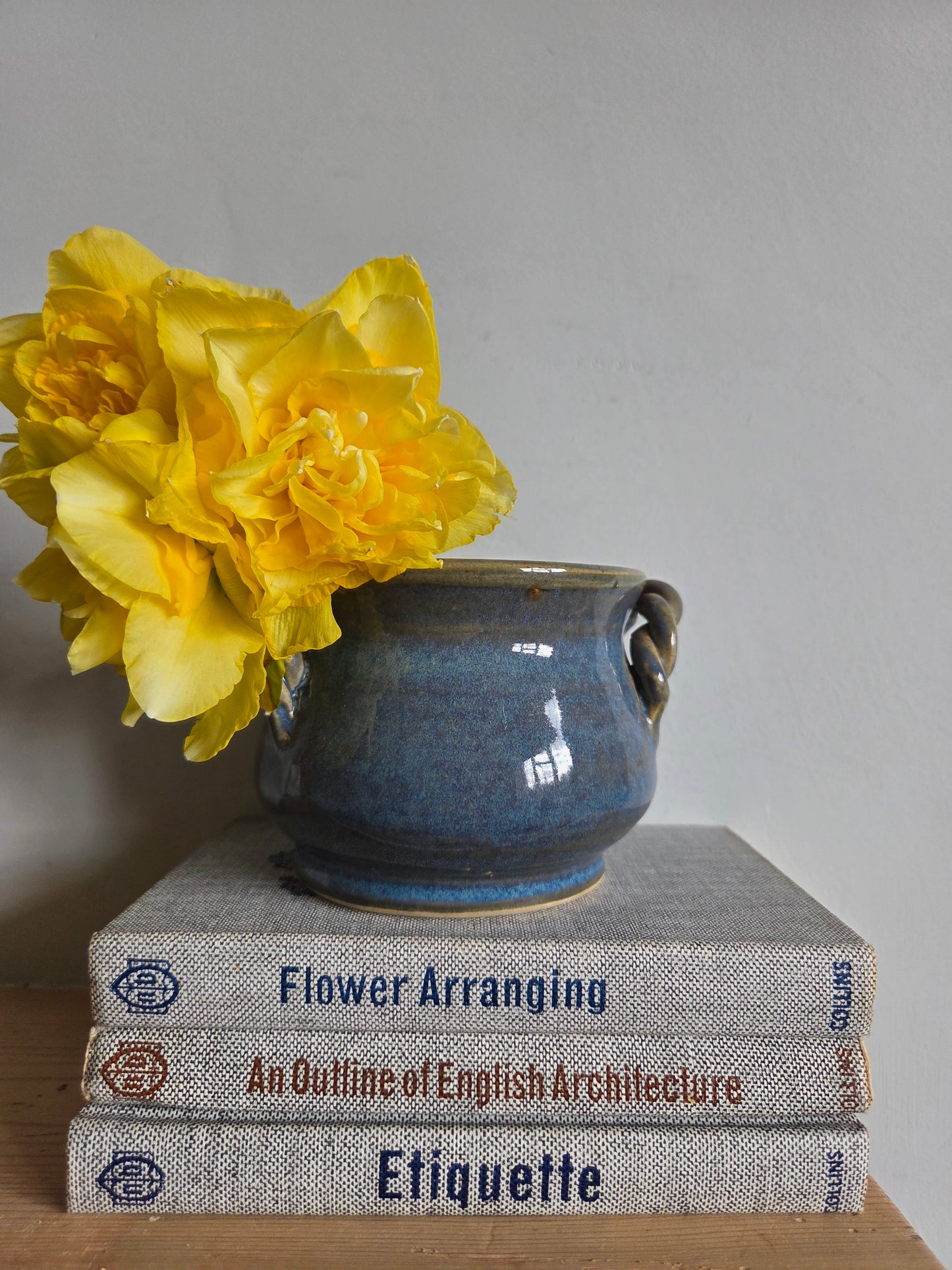 Small Blue Twist Handle Pot