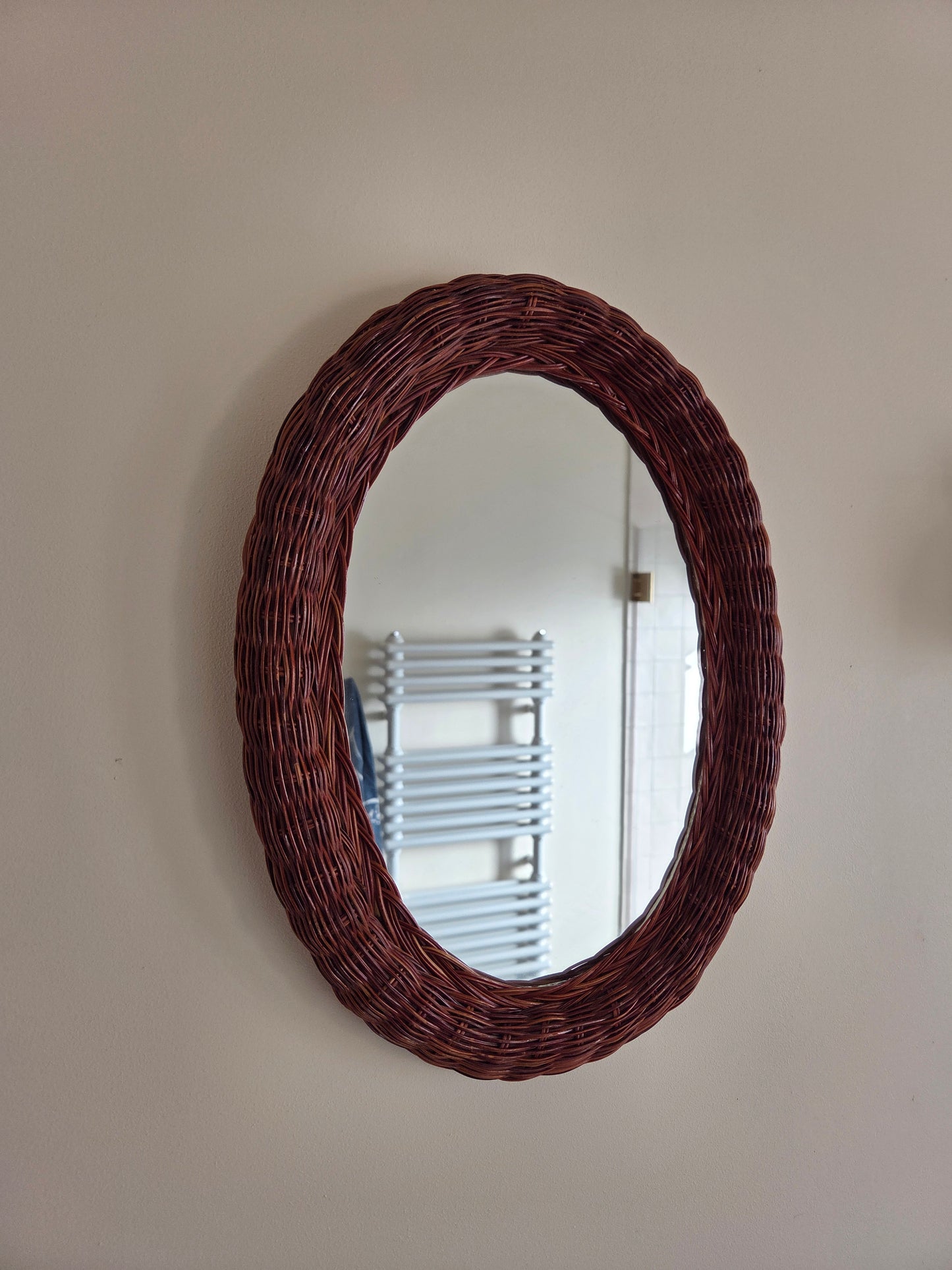 Vintage Oval Wicker Mirror