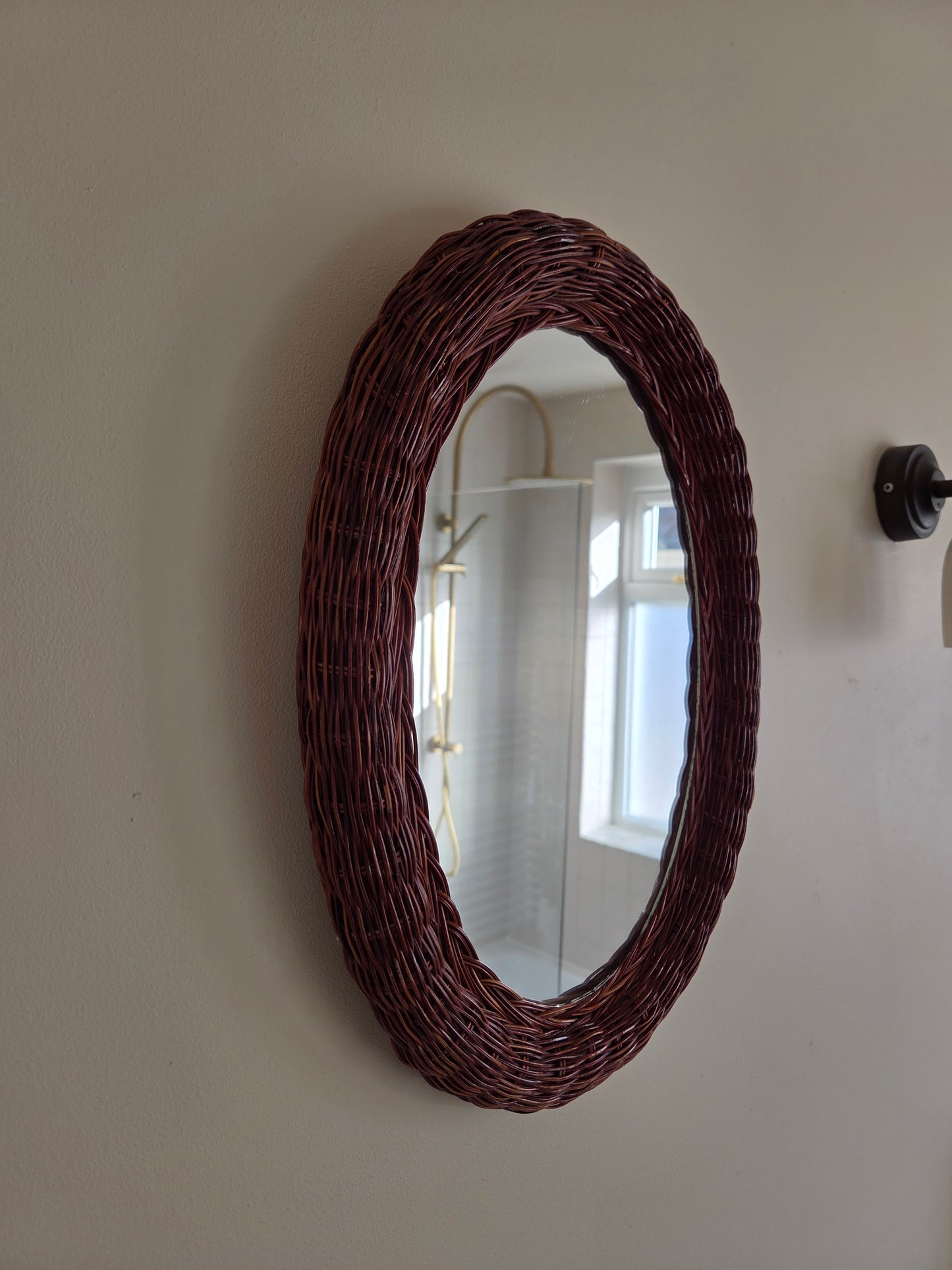 Vintage Oval Wicker Mirror